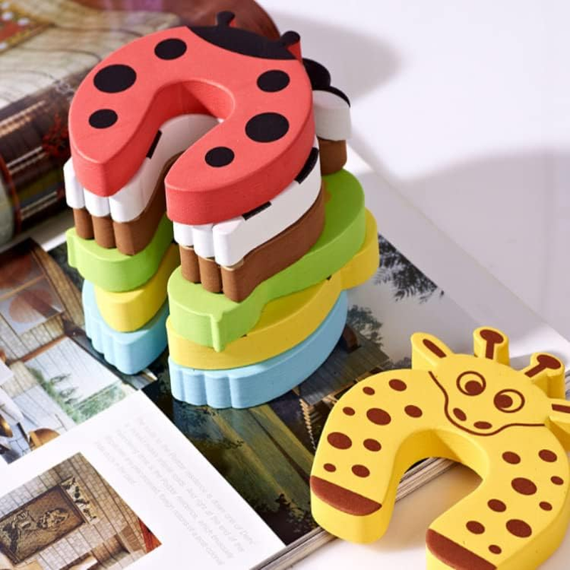 8Pcs Foam Door Stopper Baby Safety Door Stop Kids Safety Guard Finger Protector Cute Colorful Animal Foam Door Stopper for Home Kitchen Bedroom Security Cabinet Locks Door Clip image number 4
