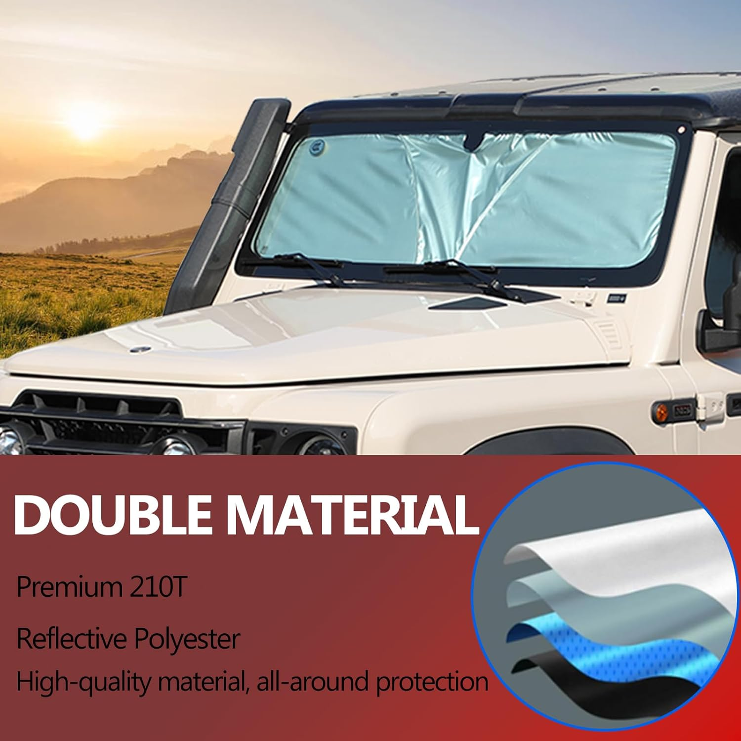 Tumukiw Front Windshield Sun Shade Compatible with INEOS Grenadier 2020-2024 Car Windshield Sun Shade Foldable Elastic Memory Steel Wire Sun Shield UV Protection Car Accessories image number 2