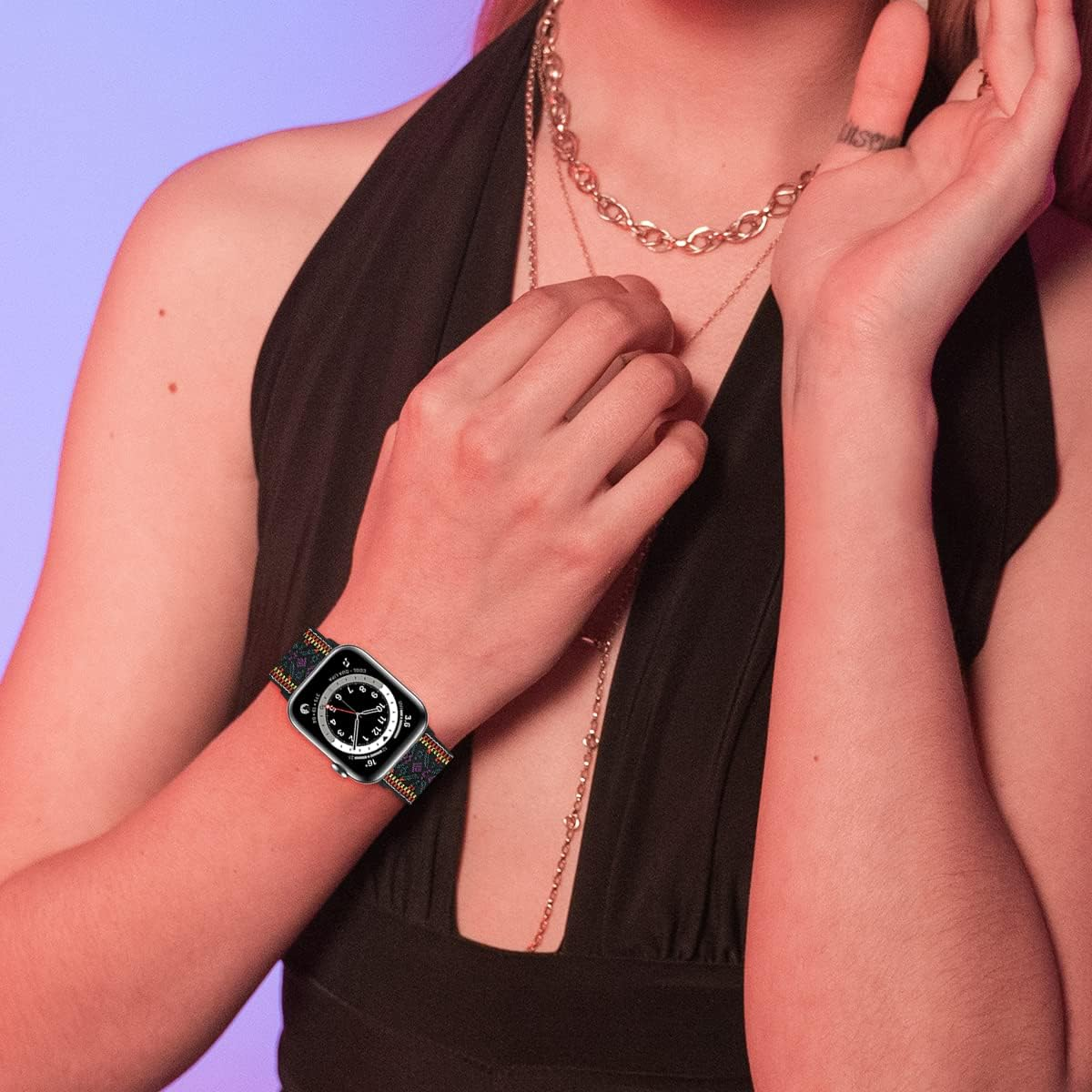 Chinbersky 5 Pack Watch Straps Compatible with Apple Watch Strap 38Mm 40Mm 41Mm 42Mm 44Mm 45Mm, Braided Elastic Stretchy Nylon Sport Solo Loop Band Replacement Straps for Iwatch Series 7/6/5/4/3/2/1 image number 2