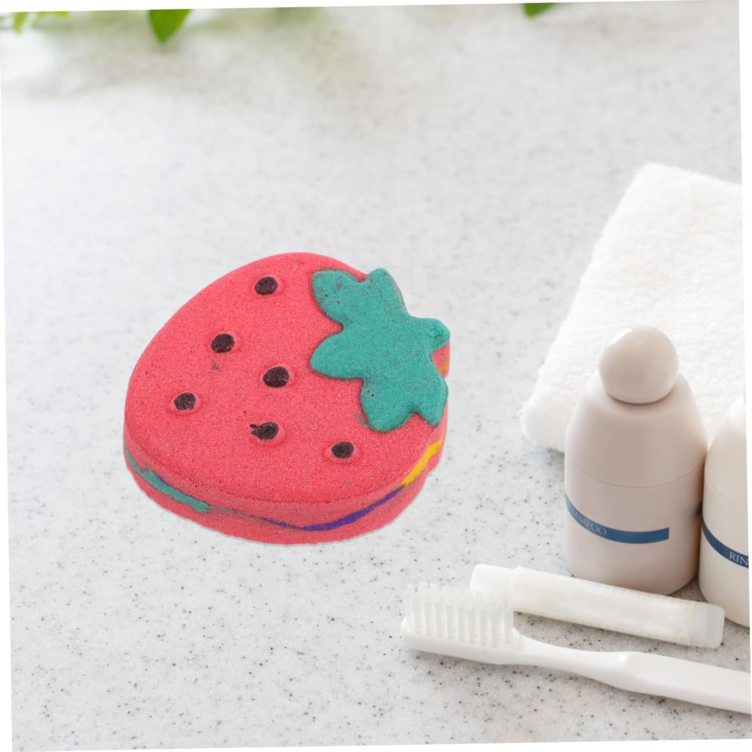 SAFIGLE Aroma Bath Balls Strawberry Shaped Bathing Fun Moisturizing Essential Oil Bath Accessory for Relaxation for and Self Care the Bathroom