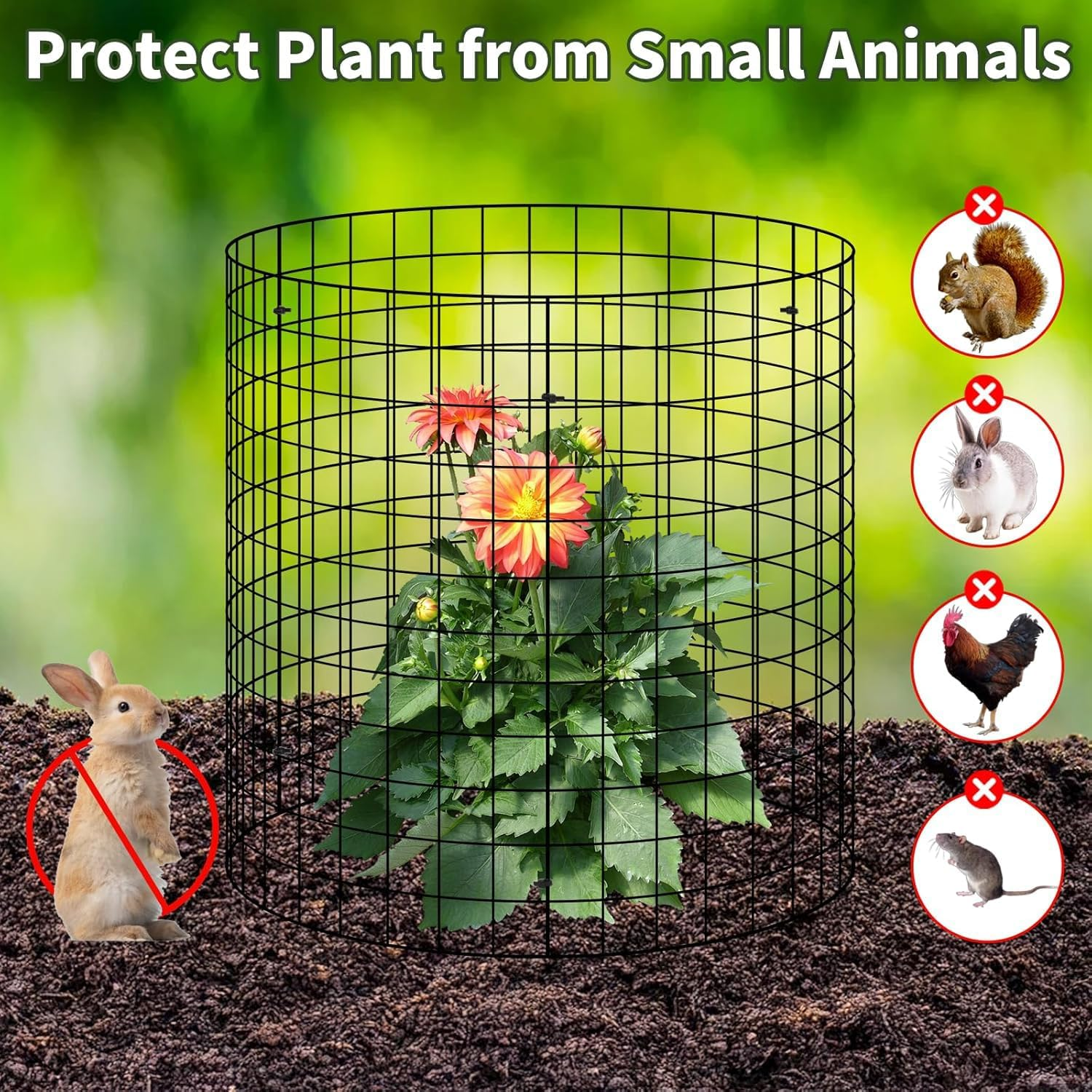 Xinghonyac 15 Pcs Plants Protector from Animals, Metal Wire Botany Protective Cover with Ground Pegs and Nylon Ties, Garden Plant Protection Net to Keep Animals Out for Indoor Outdoor Garden image number 5