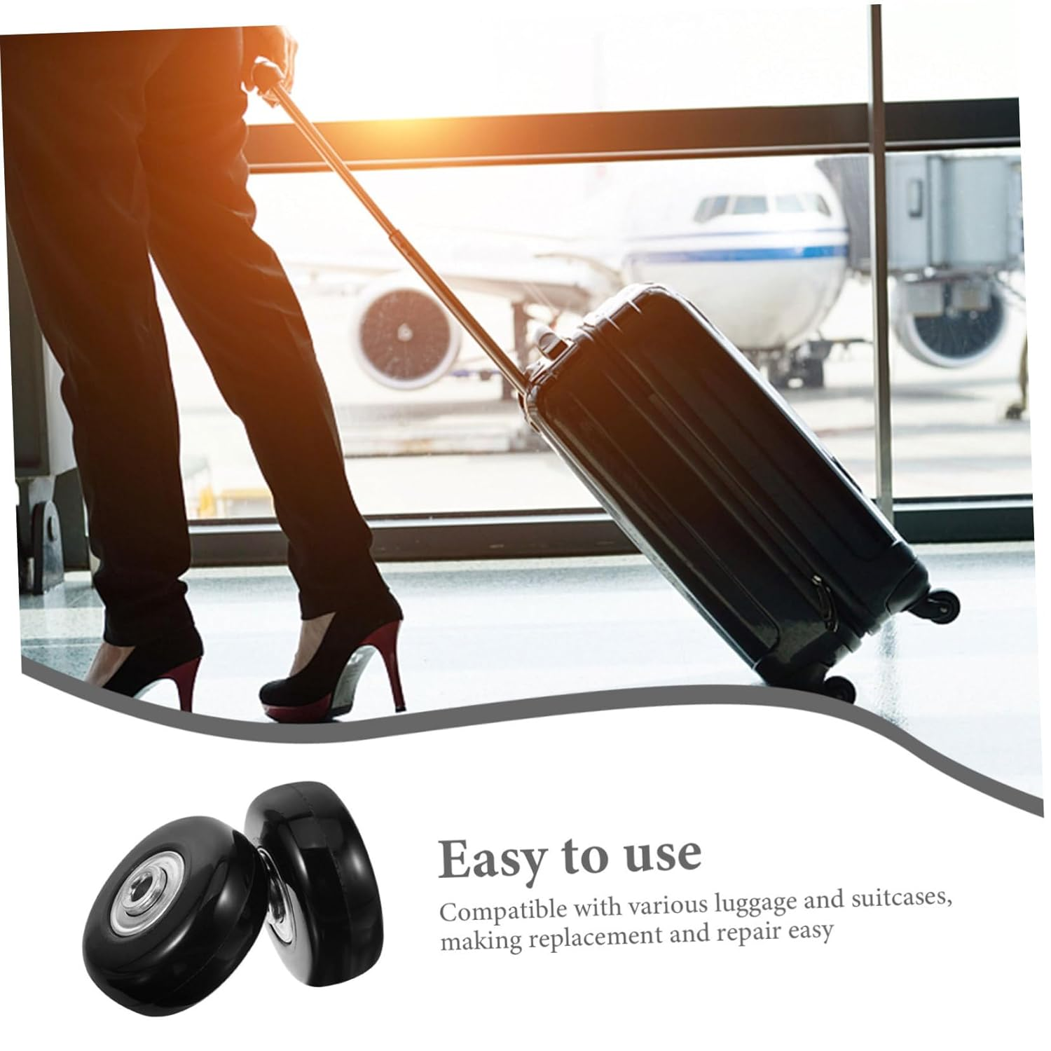 SOESFOUFU 2Pcs Small Replacement Luggage Wheels for Suitcases with Rubber Swivel Casters 45X18Mm Repair Kit for Travel Suitcase Bearings Accessories image number 2