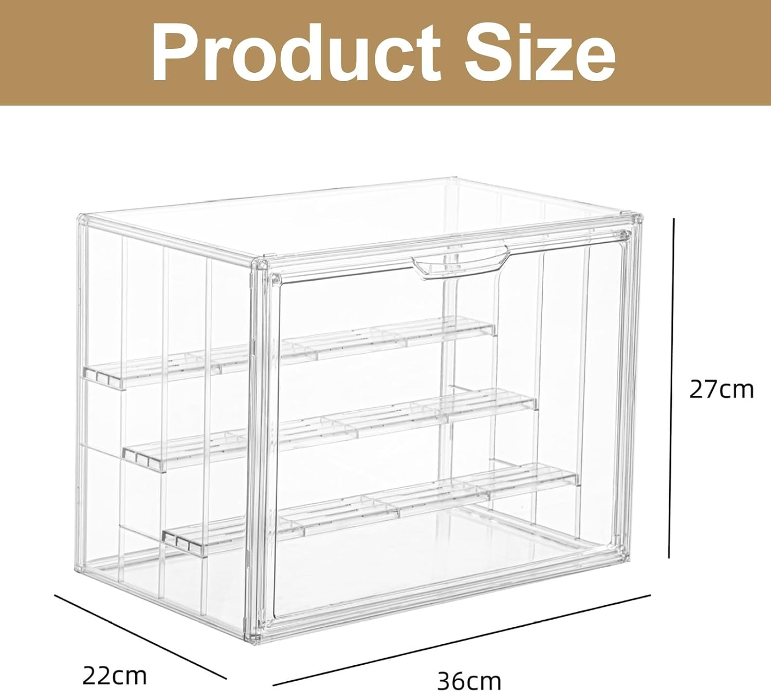 UONNO Acrylic Display Case 4 Tiers, Dustproof Box Clear Collectibles Storage Box with 3 Adjustable Dividers for Pop Figures Badge Toys image number 1