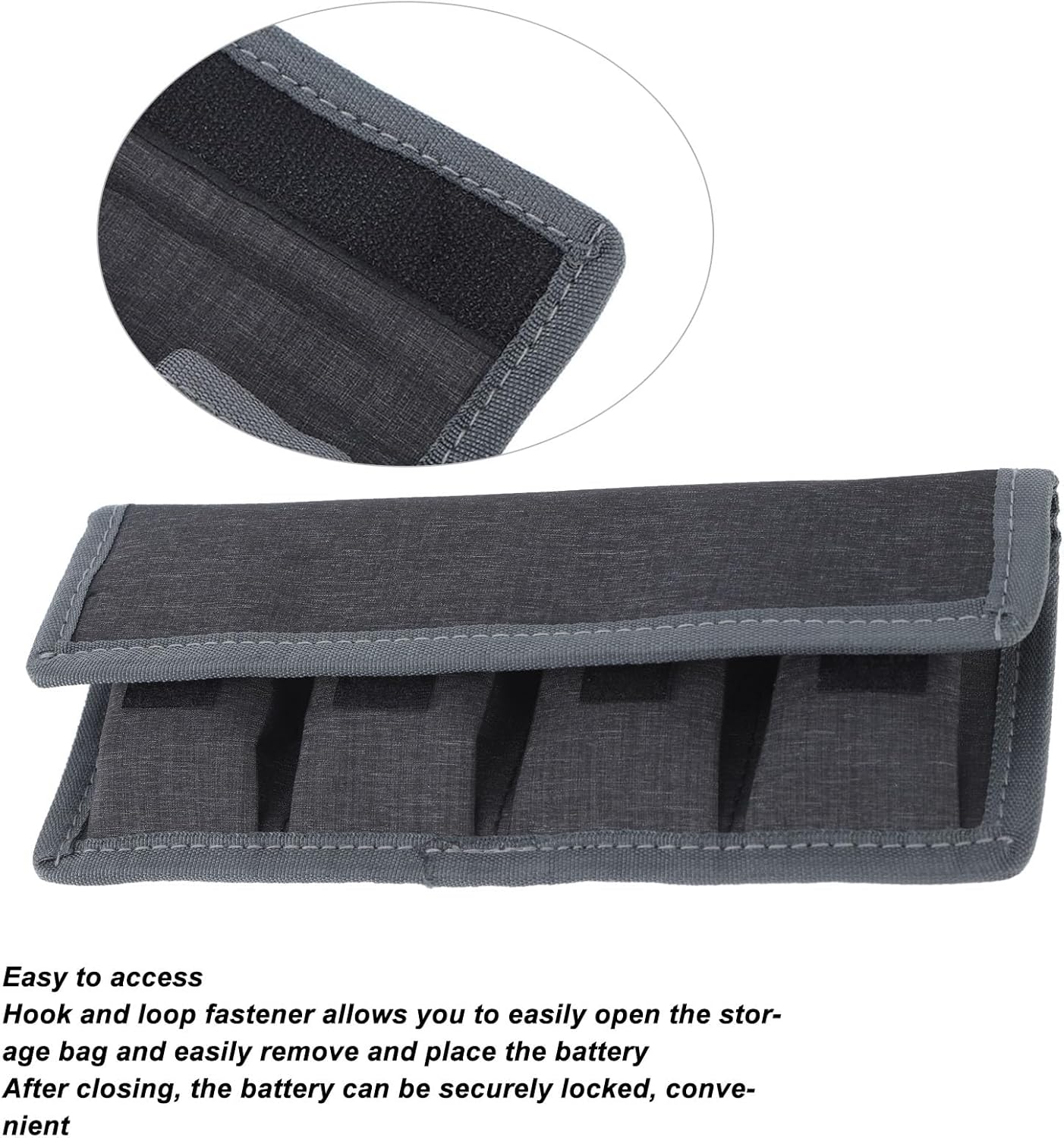 DSLR Camera Battery Case, Camera Battery Pouch Holder Case with 4 Pockets Fall Prevention, Waterproof Camera Battery Storage Bag for LPE6 LPE8 NPFW50 ENEL14 ENEL15 NPFW100 NPW235 image number 3