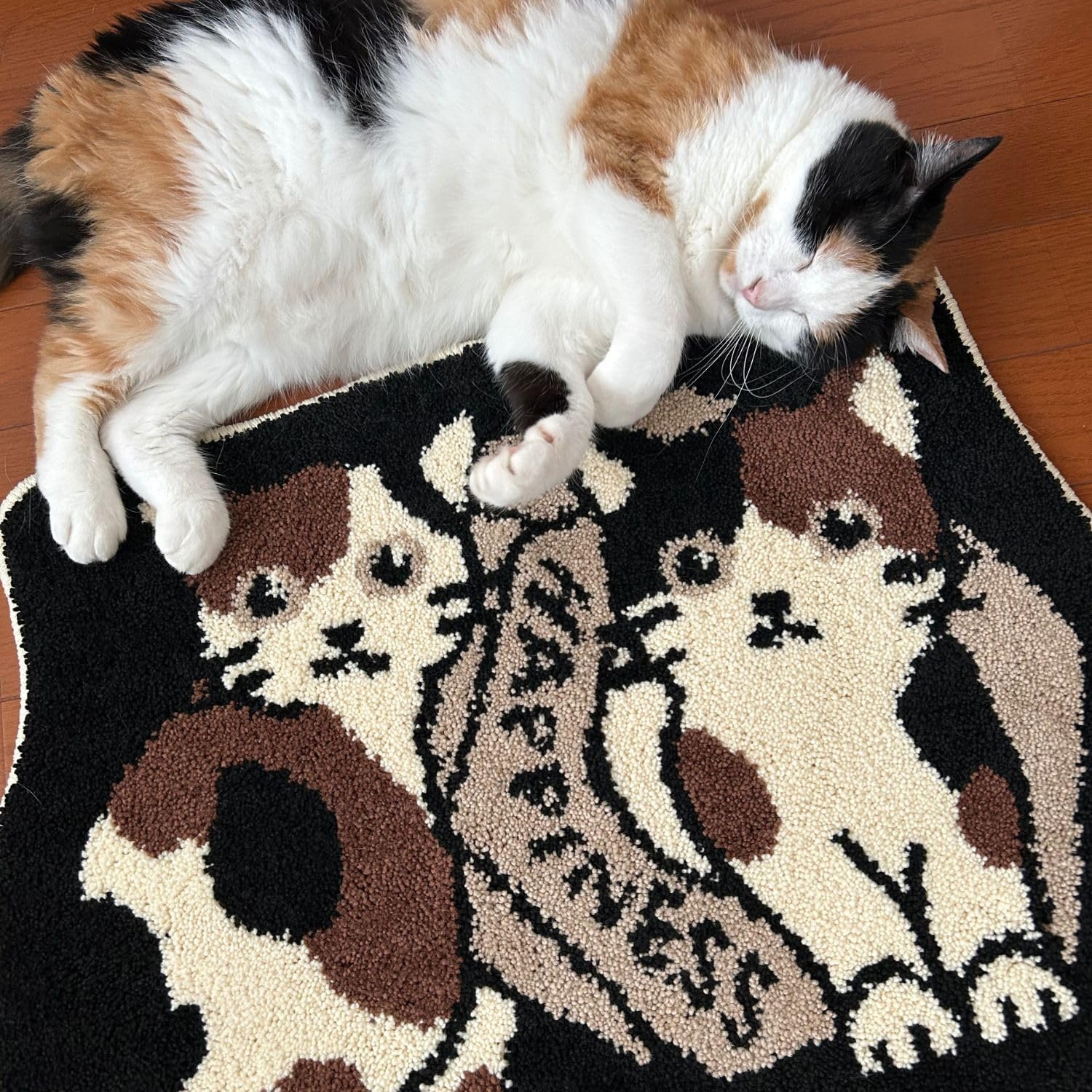 Kakiuchi Multi Mat, Cat Triffle Cat, Width 23.6 X Depth 17.7 X Height 0.5 Inches (60 X 45 X 1.3 Cm), Black, Interior Mat, Antibacterial Treatment, Anti-Slip, Cute