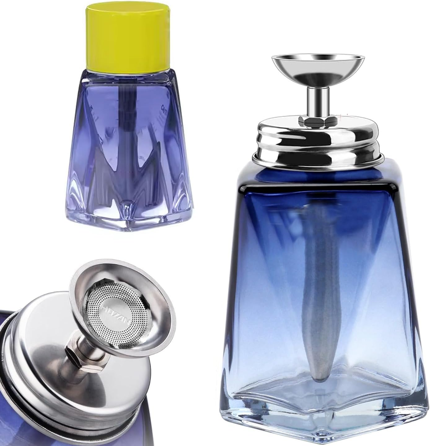 Misforu 5 Oz/ 150Ml Nail Polish Remover Pump Empty Dispenser Bottle Push down Glass Empty Pump Dispenser for Nail Polish Alcohol Makeup Remover Refillable Bottle Acetone Pump Dispenser