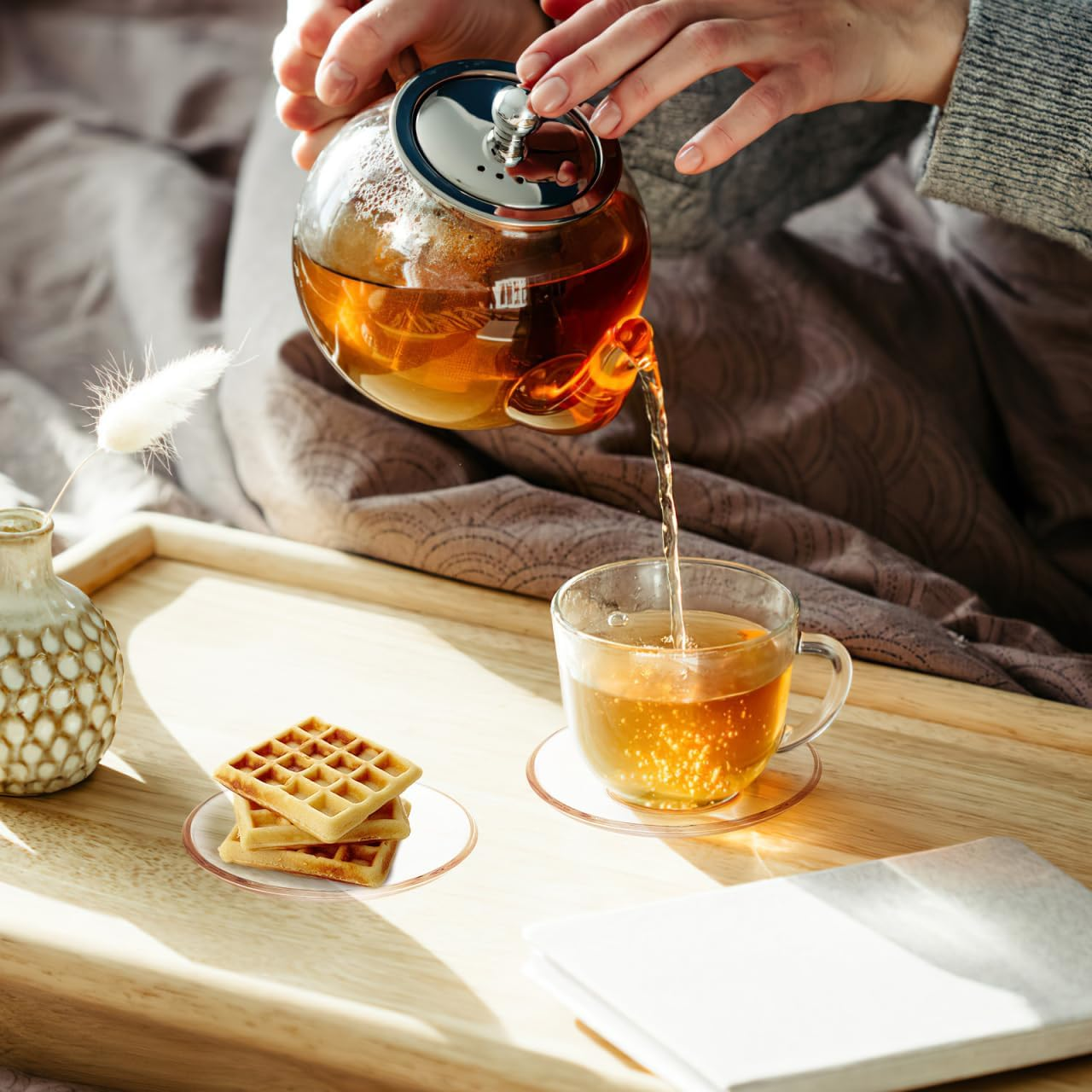 UPKOCH 4Pcs round Glass Tea Saucers Snack Plates for Coffee Decorative Tea Dishes image number 1