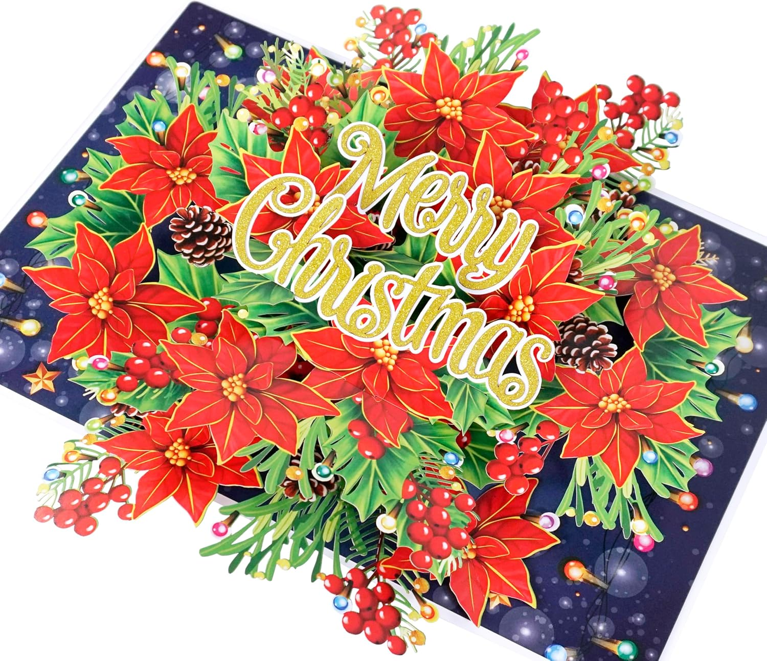 CUTPOPUP Poinsettia Basket with Cardinals, Christmas Card Pop Up, 3D Xmas, Merry Christmas, New Year, Holiday Greeting Card (Poinsettia Basket with Cardinals) CN293AU1520