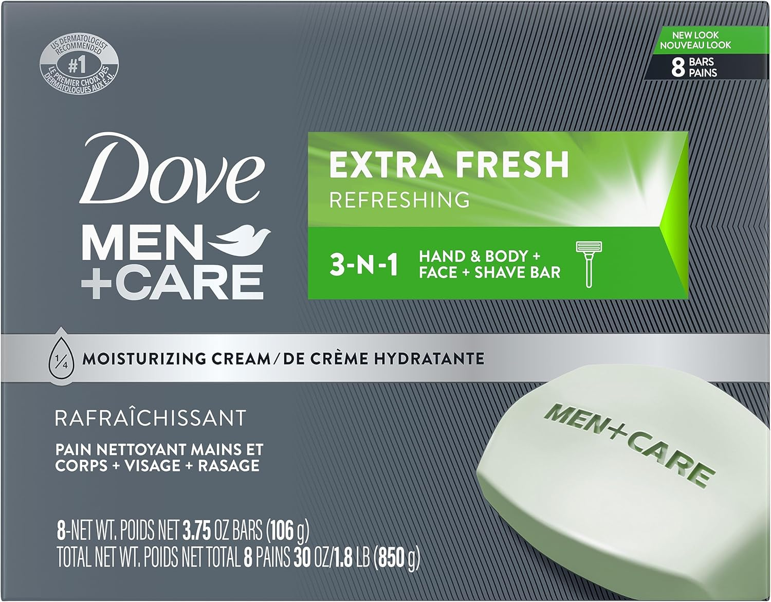 Dove Men+Care Body and Face Bar, Extra Fresh 4 Oz, 8 Bar image number 6