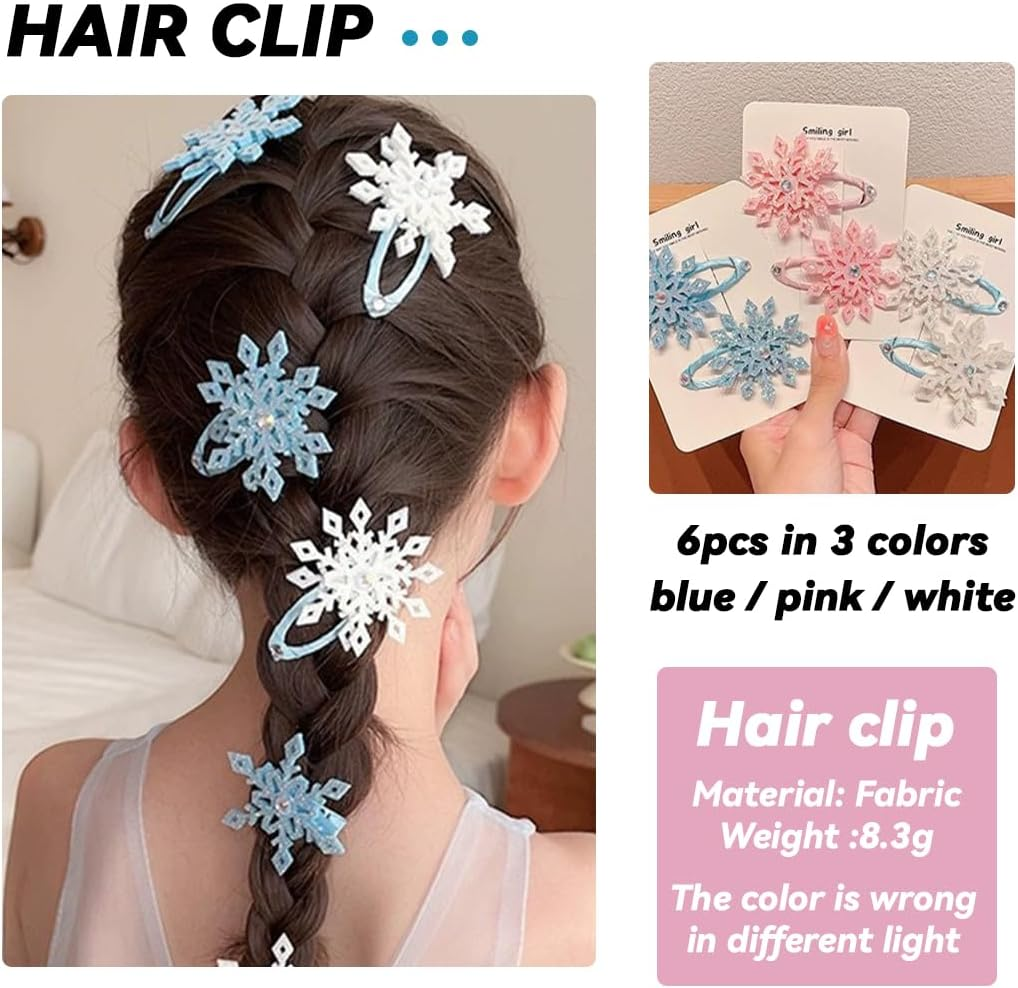 JEYORZY Pack of 6 Snap Hair Clips, Large, Snowflakes Hair Clip, Christmas Snowflakes Hair Pin, Accessories for Thick, Thin and Fine Hair image number 2