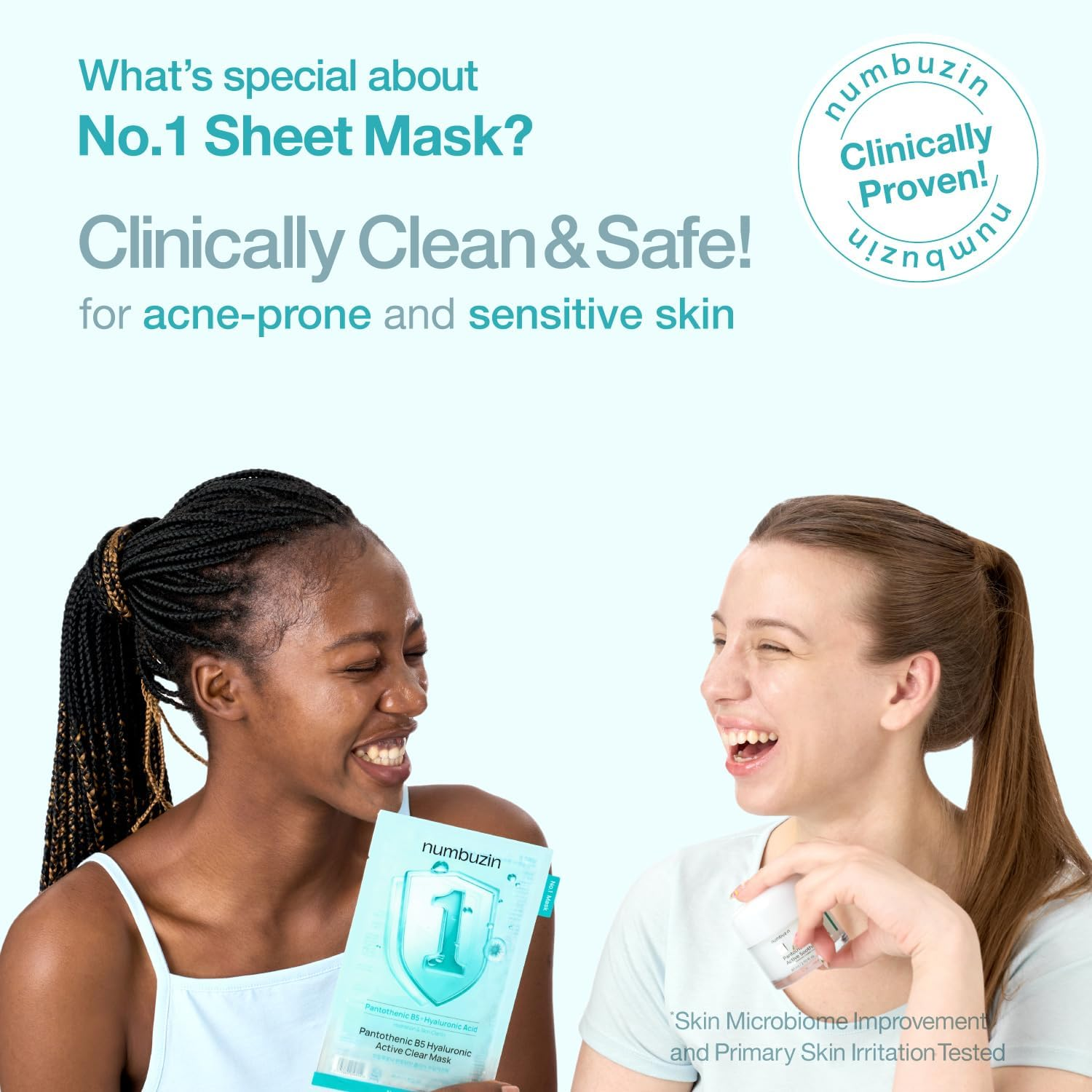 Numbuzin No.1 Sheet Mask | Pantothenic B5 Hyaluronic Active Clear Mask | Calming, Soothing, Hydrating | Acne Prone Skin | Controls Excess Oil, Reduces Redness, Safe for Sensitive Skin | 4 Sheets image number 1