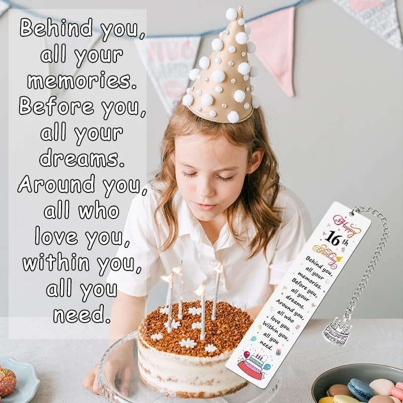 Happy 16Th Birthday Gifts for Girls Inspirational Bookmark Sweet 16 Gifts for Niece Daughter 16 Year Old Birthday Gift for Teen behind You All Your Memories Bookmarks - 21St image number 4