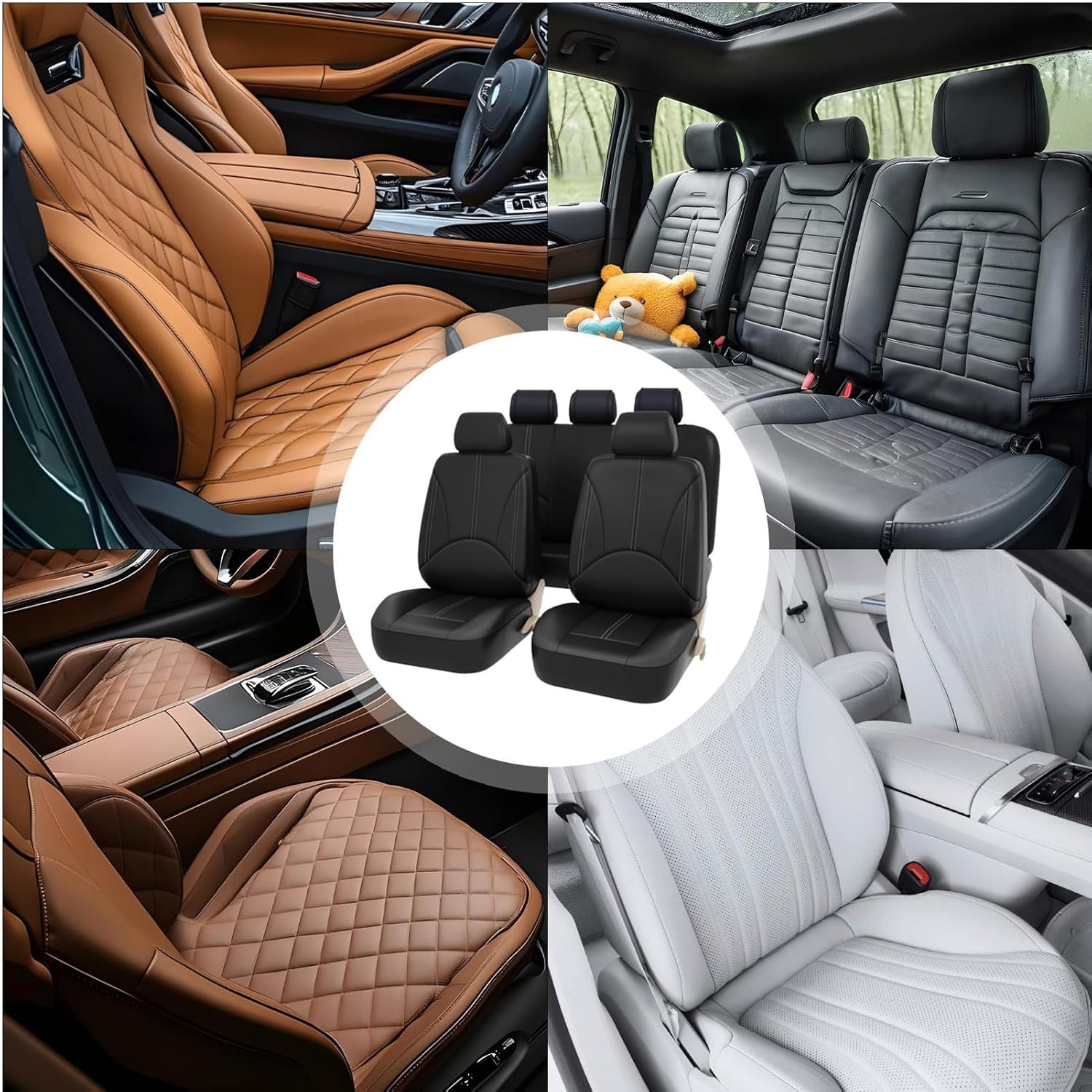 Automotive Seat Covers | Full Set Waterproof Seat Covers for Car - Protector Waterproof Vehicle Accessories for Sedan SUV Van Drivers Passengers Dog Front Back image number 2