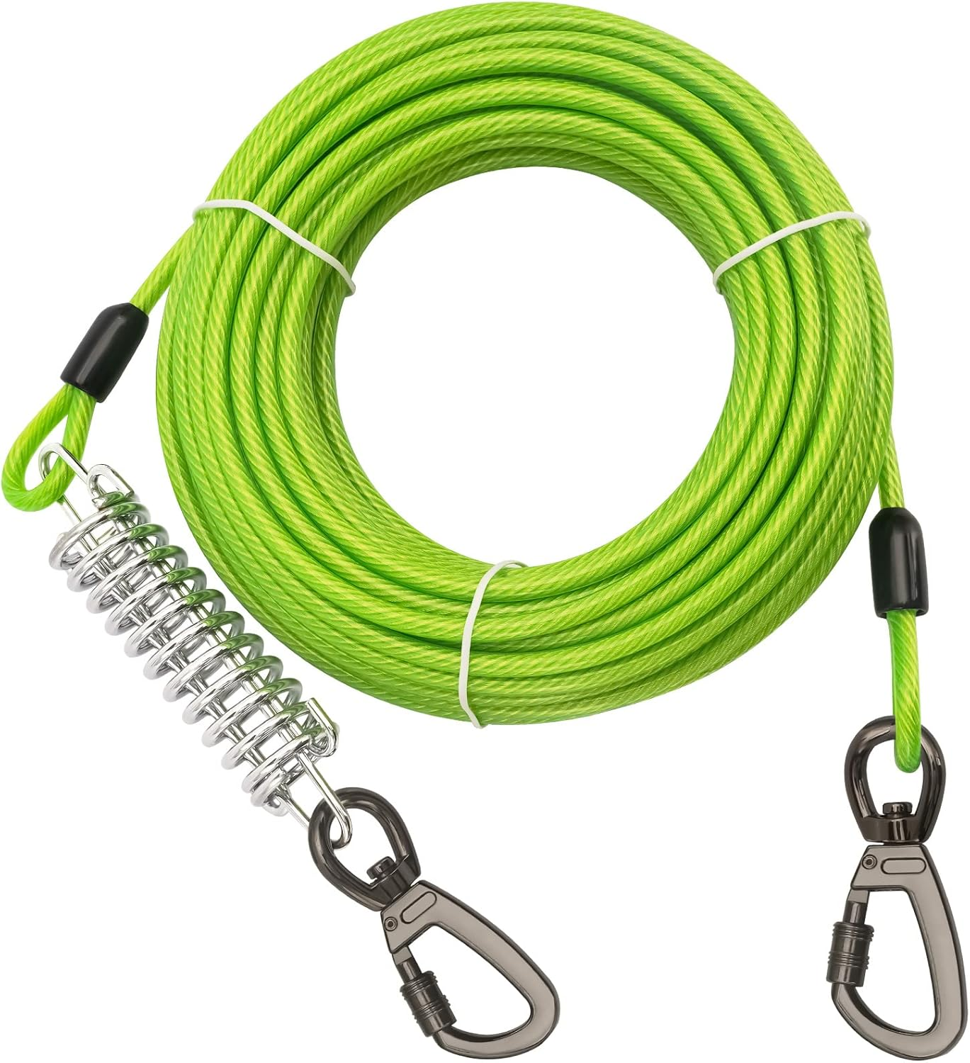 Tie Out Cable with Spring for Dogs - Heavy Duty Dog Leash for Yard & Outdoor Training - 10Ft Blue