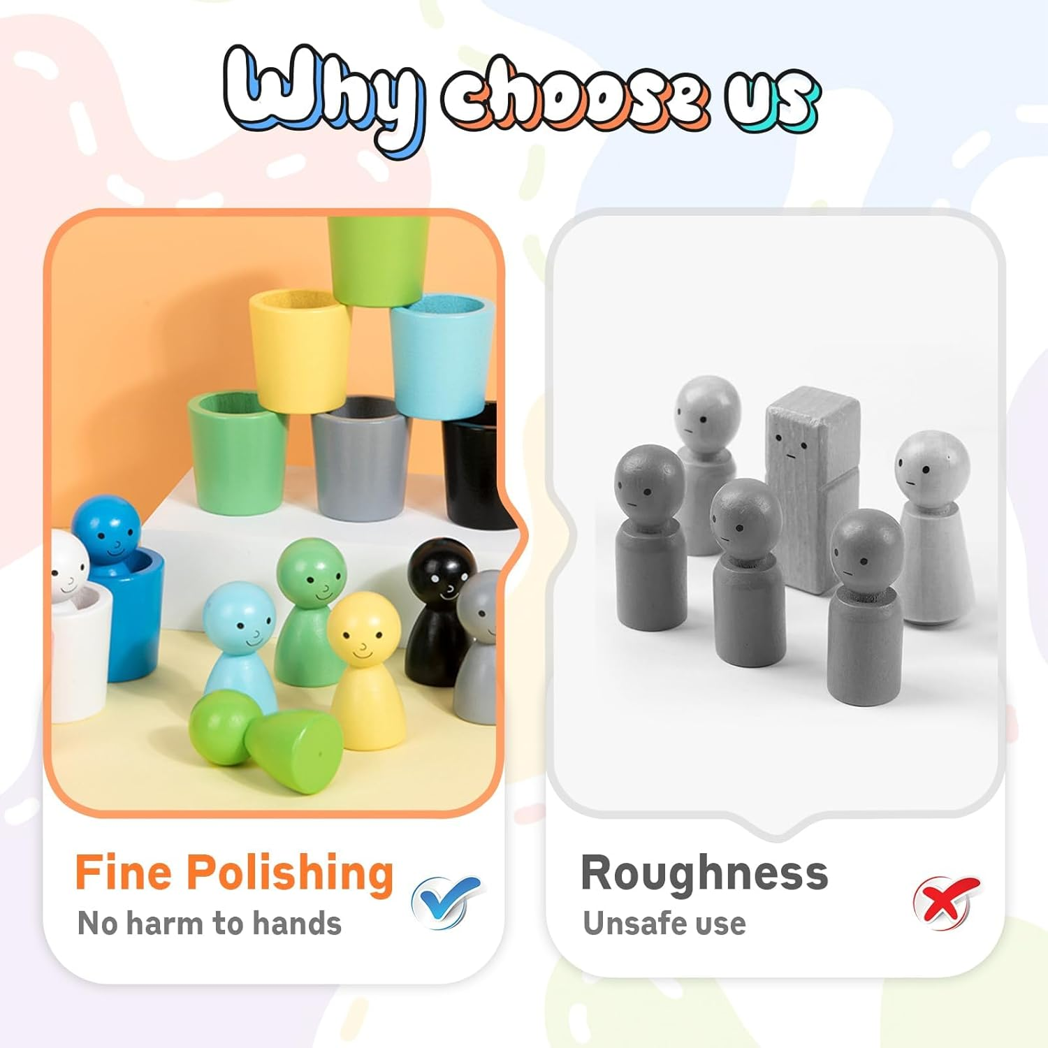 Montessori Sensory Wooden Color Sorting Stacking Cups Toys for Kids Toddlers 1 2 3 image number 5