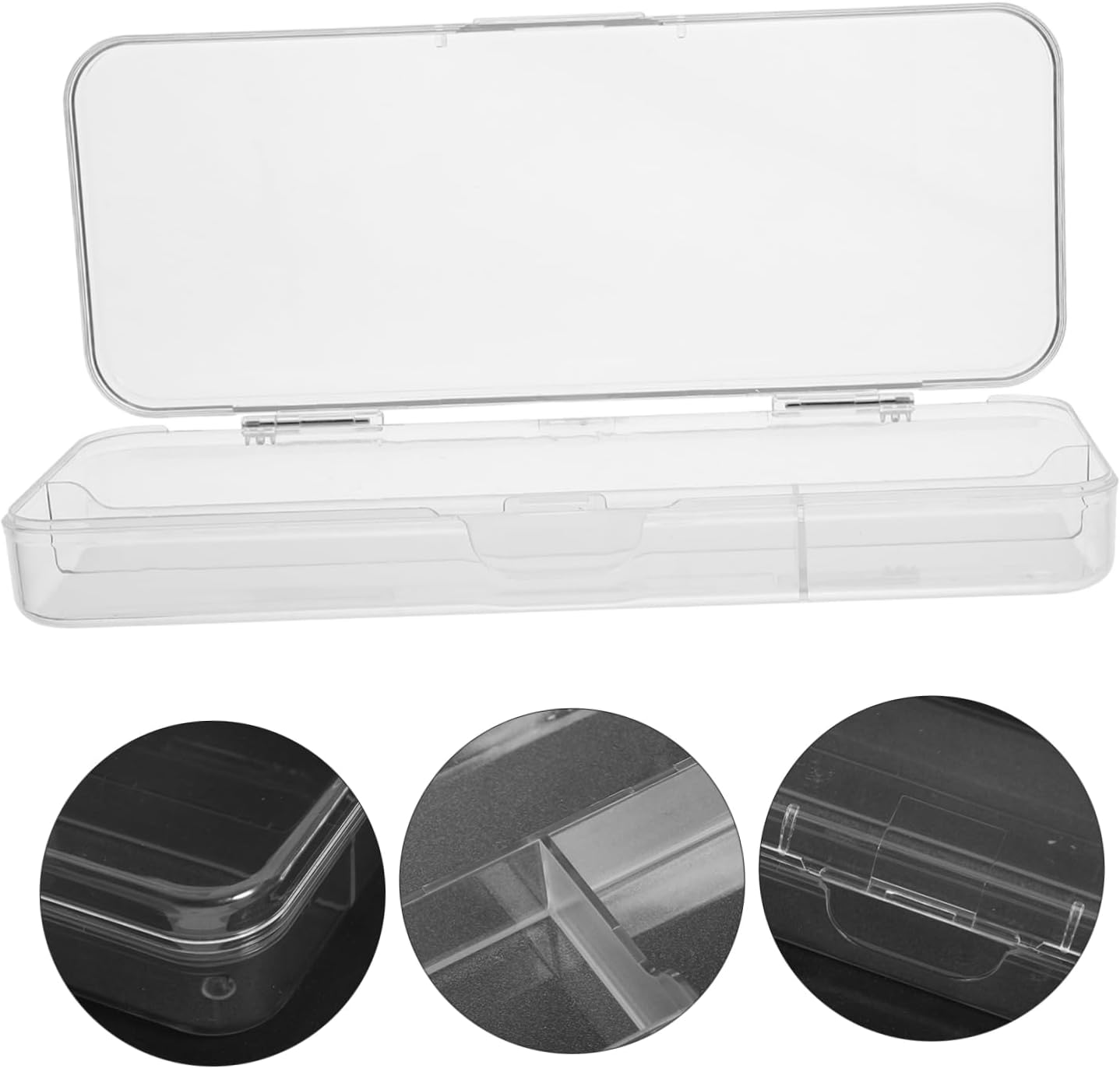 HOUDERCO Large Capacity Plastic Pencil Box Stackable Pencil Case for Stationery Organization for Desk Accessories Storage image number 2