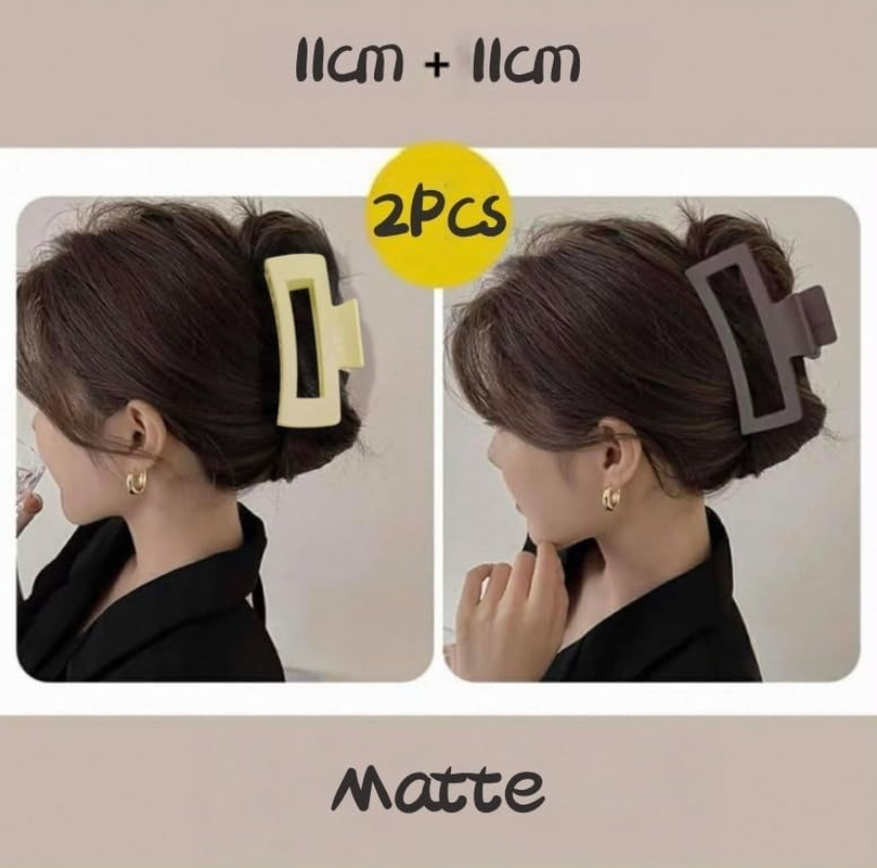 11Cm Large Geometric Hair Claw Clip,Elegant Matte. Matte Finish,Non-Slip,Versatile Fashion Accessories (2Pcs) image number 1
