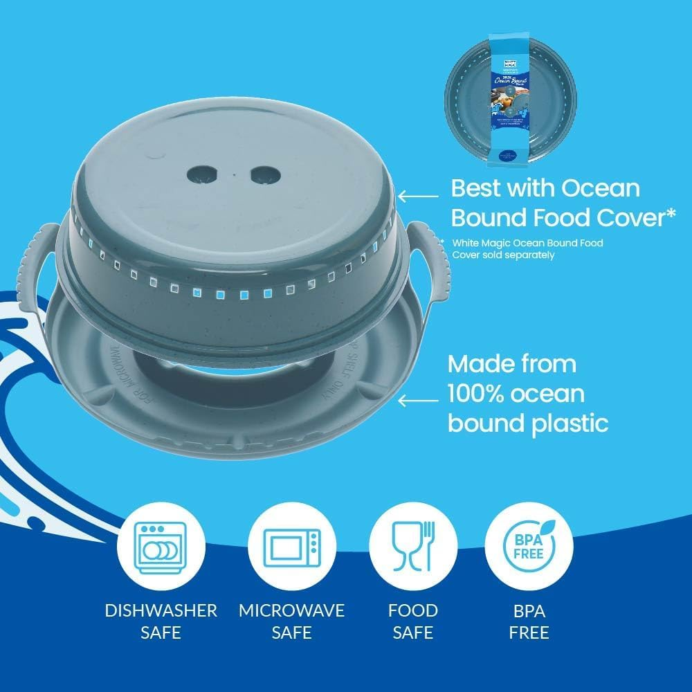 White Magic 100% Ocean Bound Plastic Microwave Cool Caddy &ndash; Spill-Proof Microwave Holder with Raised Edges | Bpa-Free, Dishwasher & Freezer Safe, Protects Hands from Burns image number 6