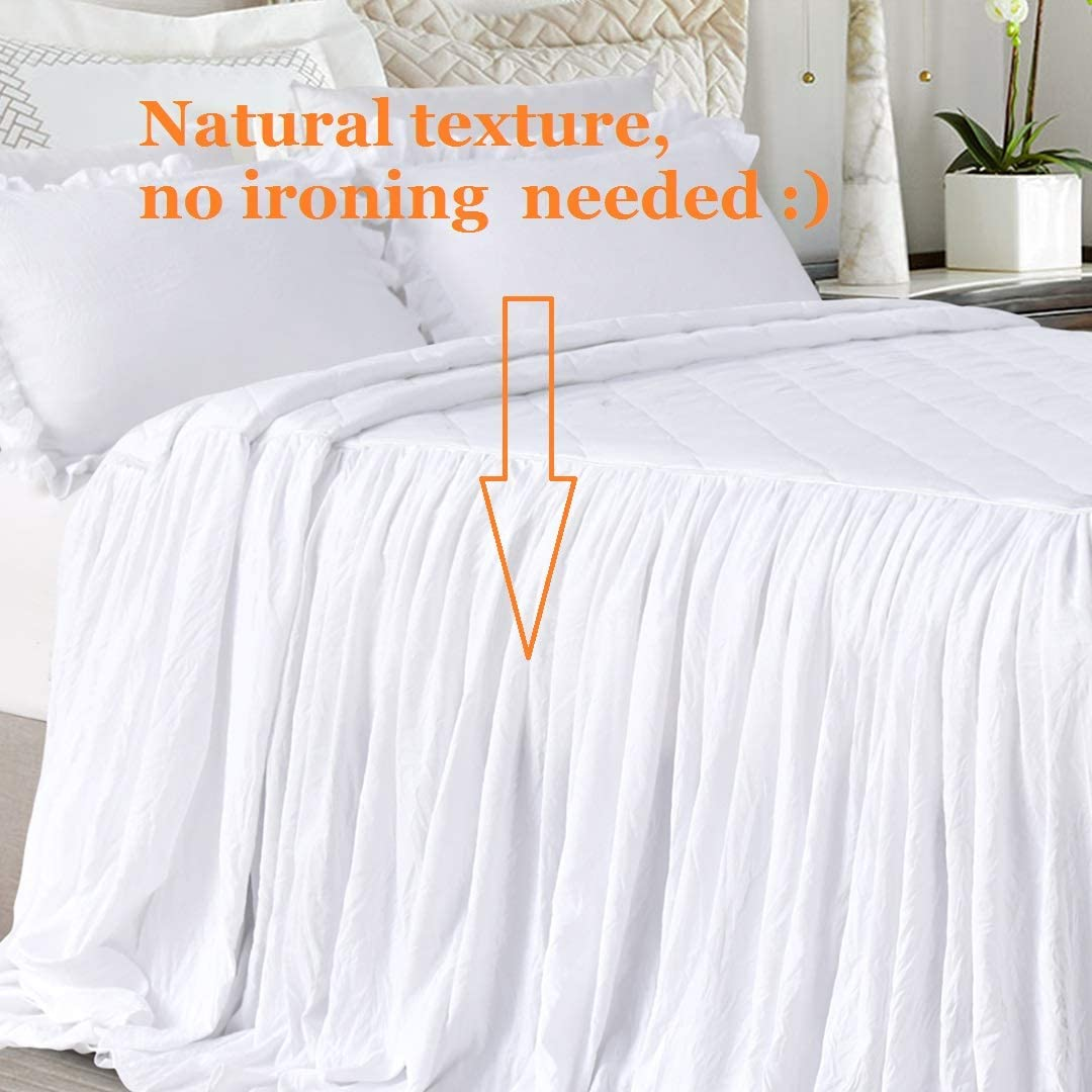 Queen'S House Shabby Dust Ruffle White Bed Skirts King-02 image number 3