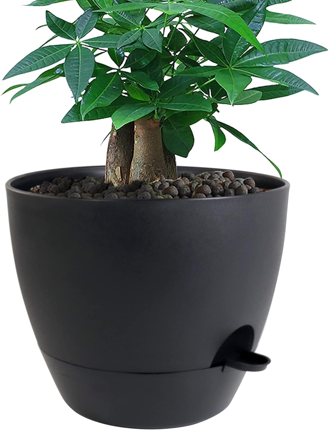 12 Inch Large Self Watering Pots, Plastic Planters with 60Oz Removable Deep Reservoir and Multi Mesh Drainage Holes for Indoor Outdoor Garden Plants and Flowers, Green with Brown