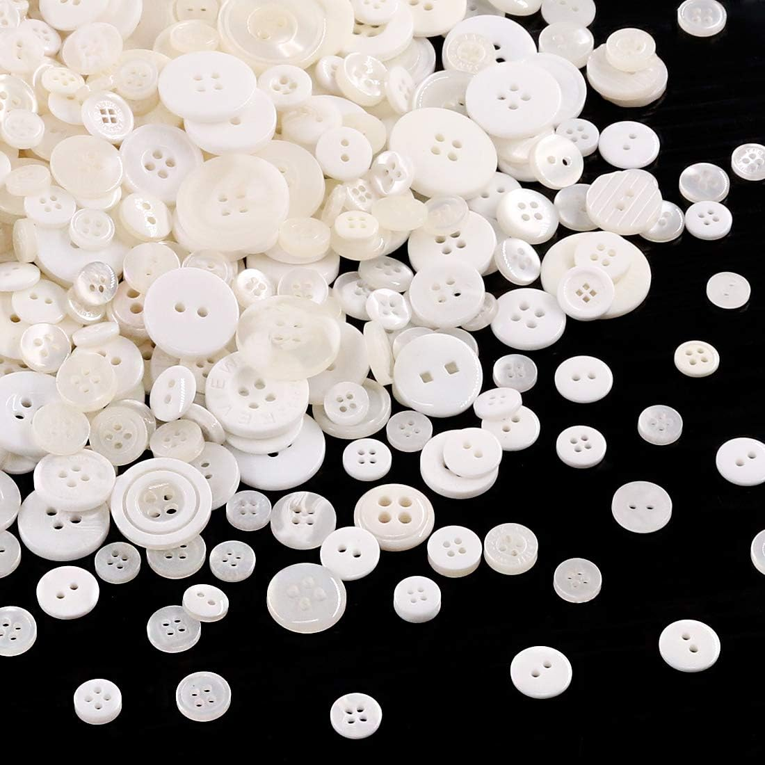(White) - Swpeet 1000Pcs Christmas White Craft Buttons, 2 and 4 Holes White round Craft Resin Sewing Buttons Suitable for Christmas Sewing Decorations, Art & Crafts Projects DIY Decoration - White image number 4