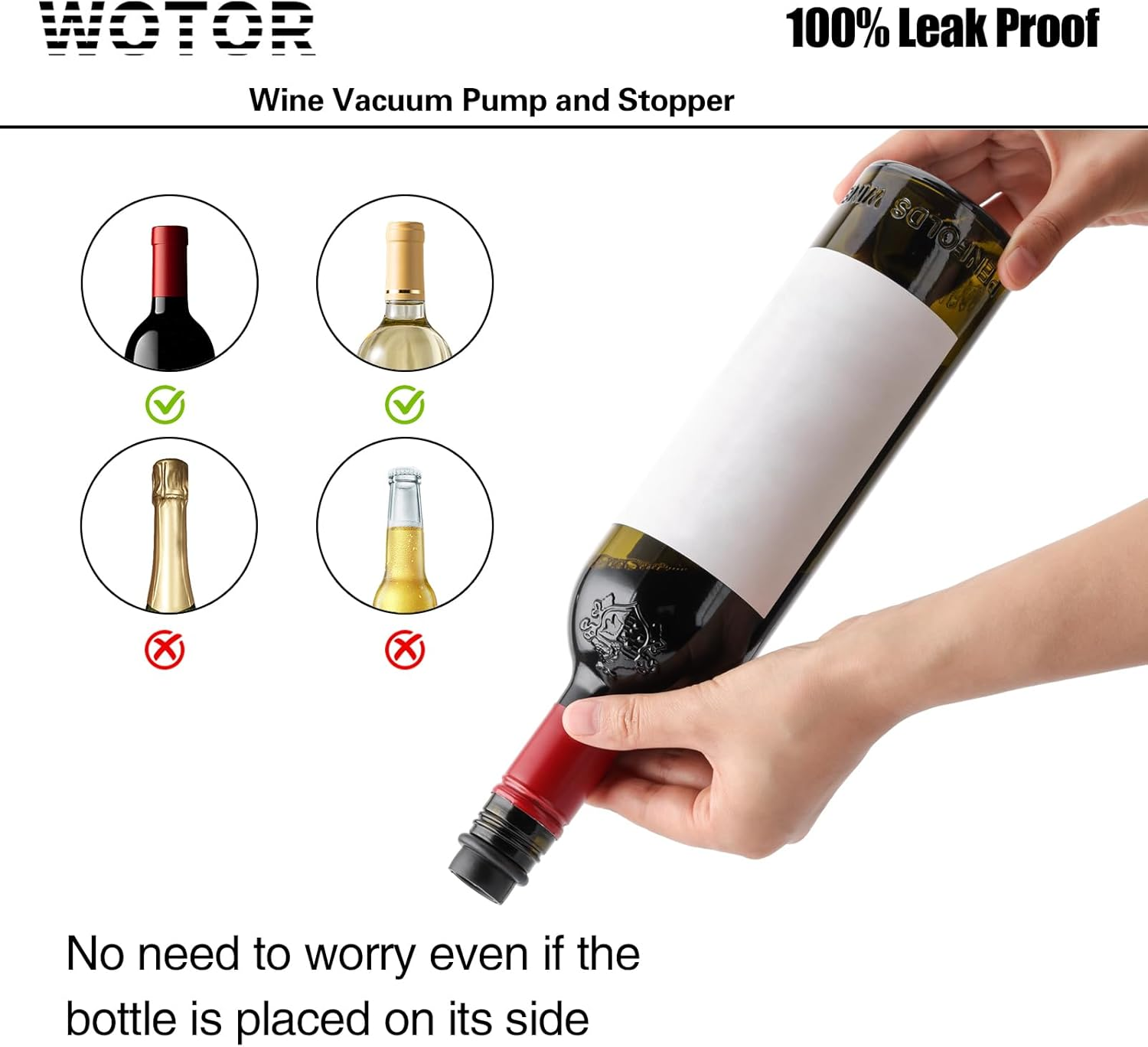 WOTOR Wine Saver Vacuum Pump with 20 Stoppers, Wine Stopper & Preserver, Reusable Bottle Sealer Keeps Fresh, Ideal Accessories Gift (Flat Handle)