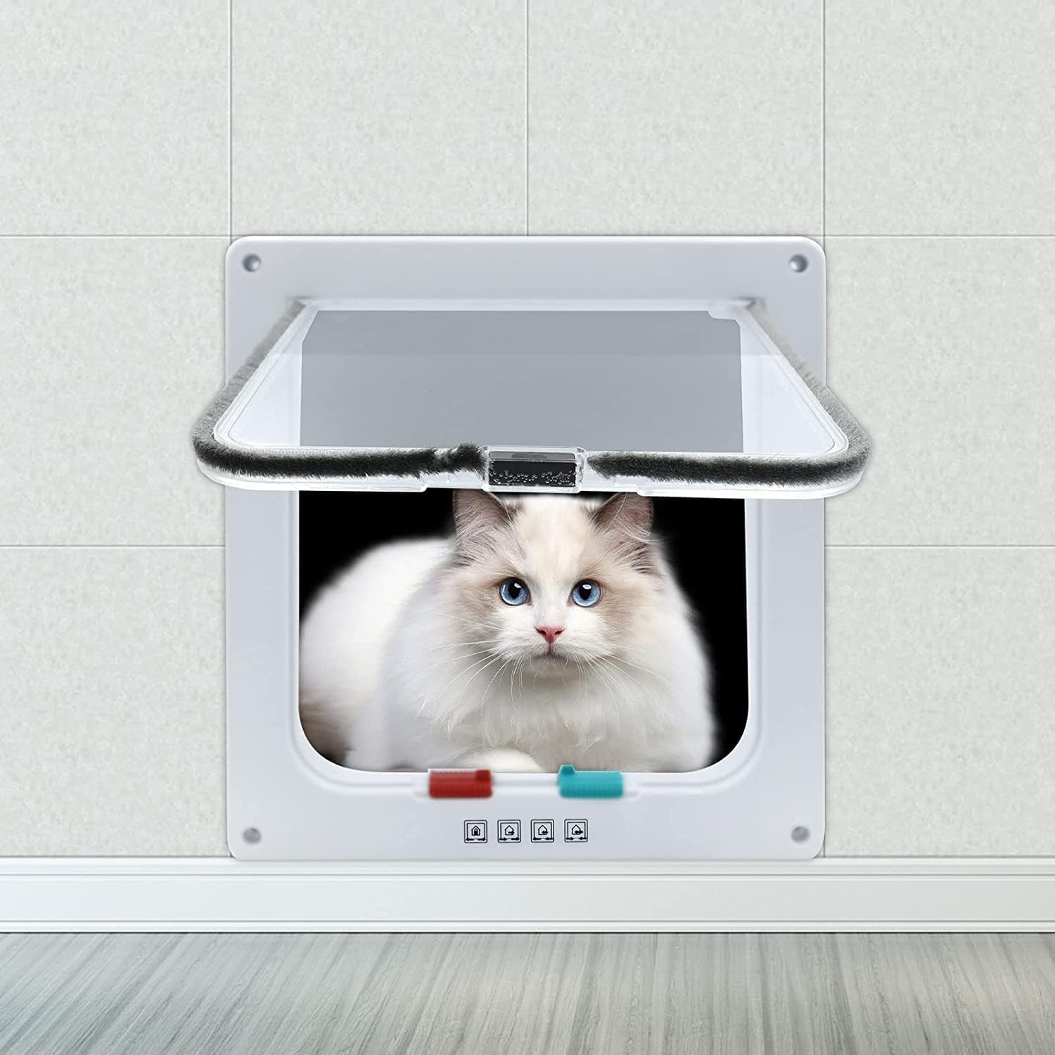 Cat Door, 4-Way Locking Cat Door Interior Door, Weatherproof Pet Door, Cat Flap Door for Cats & Doggy S image number 4