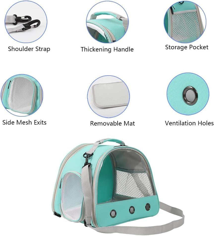 Bearded Dragon Travel Carrier for Lizards, Hedgehog, Rat, Parrot, Bird & Guinea Pig - Portable for 2 (Green) image number 2