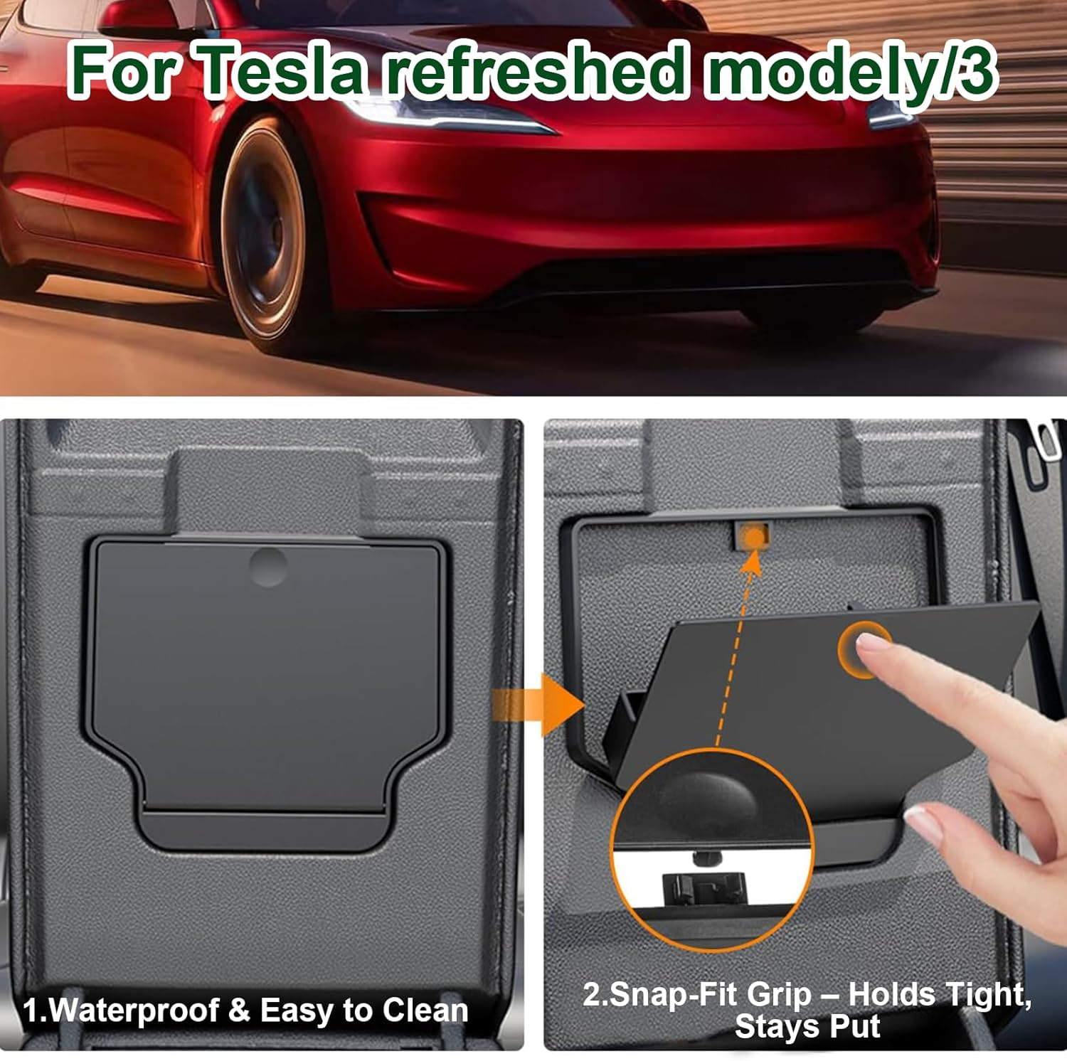 2025 Upgrade Center Console Organizer Tray for Tesla Model 3 Highland Accessories 2024/2025, Center Console Tray, Armrest Storage Box Tray, Armrest Hidden Storage Box (5Pcs Black) image number 4