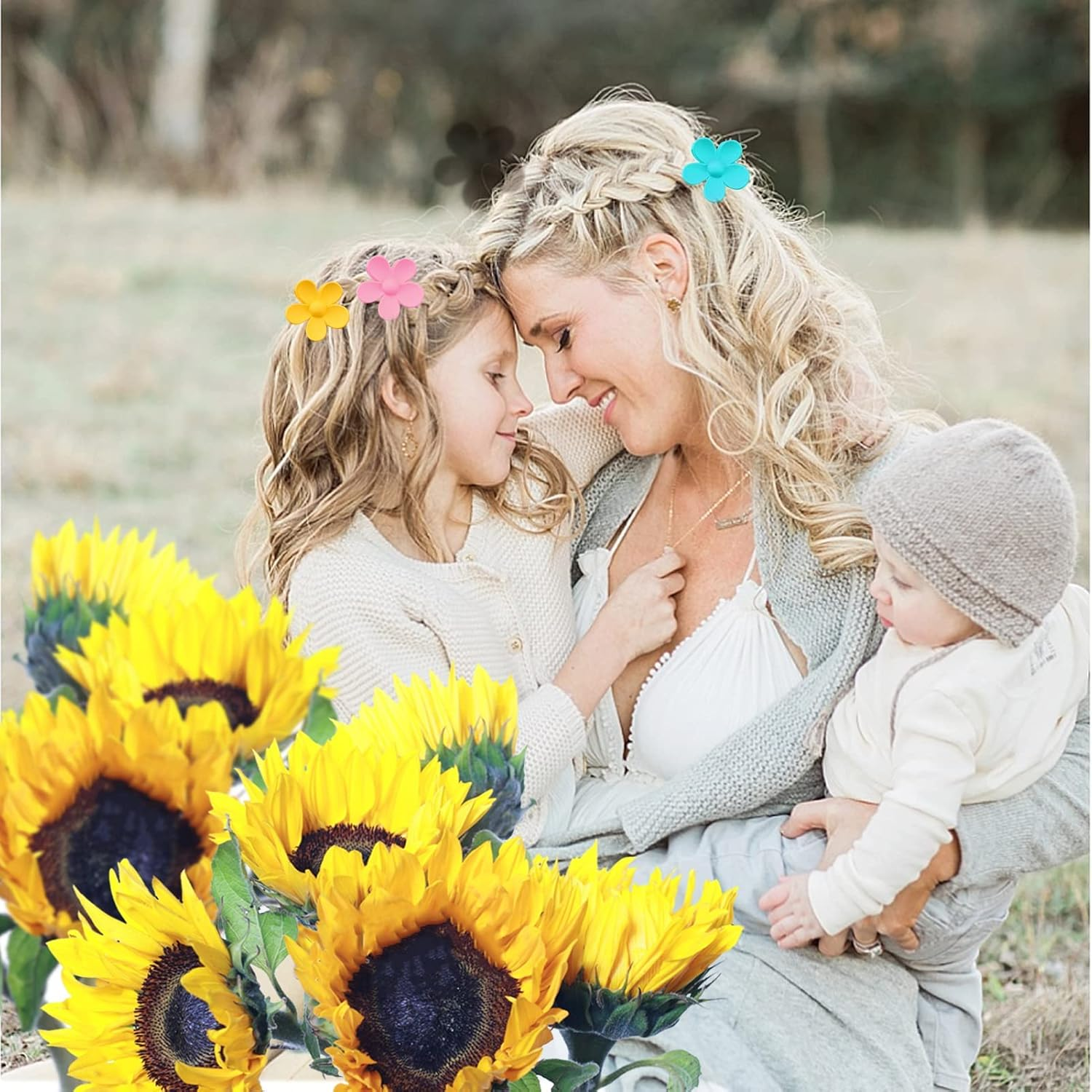 Rabbfit Pack of 10 Small Flower Hair Clips for Women, Girls and Kids - Non-Slip Hair Accessories for Thin/Medium Hair (10 Colors) image number 3