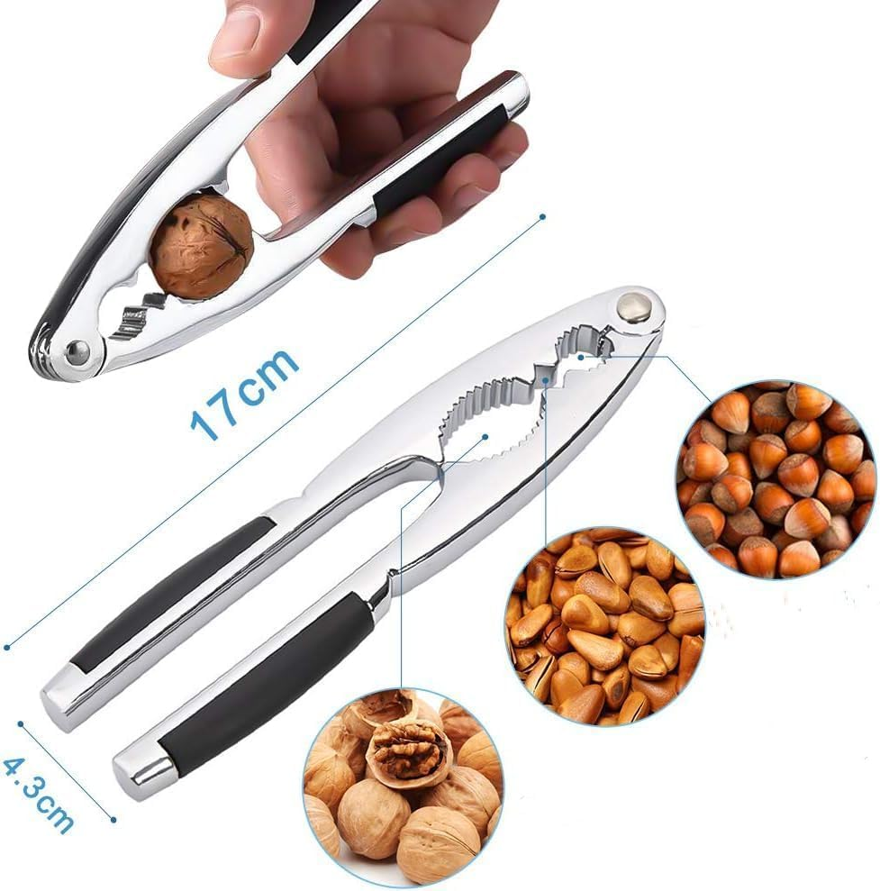 DACUAN Nutcrackers for Nuts,Metal Nut Cracker Tool, Indoor Nutcracker for Hazelnuts Walnut Crab, Portable Seafood Opener Plier for Camping 17 Cm image number 3
