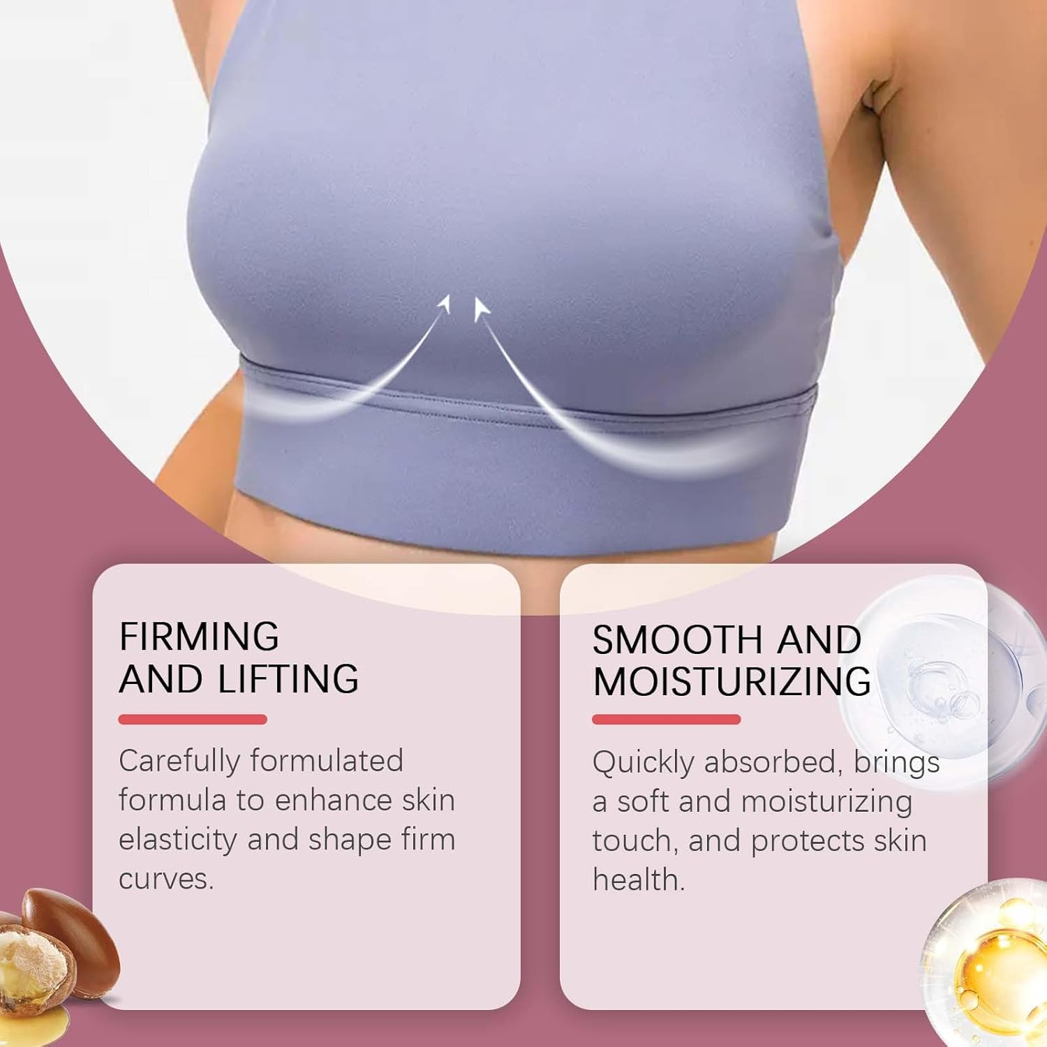 Breast Firming Oil - Bust Lift & Skin, Breast Firming & Lifting with Shea Butter, Hyaluronic Acid, Vitamin E, Plumping & Massage for Enhanced Shape, Hydrating, Non-Greasy image number 5