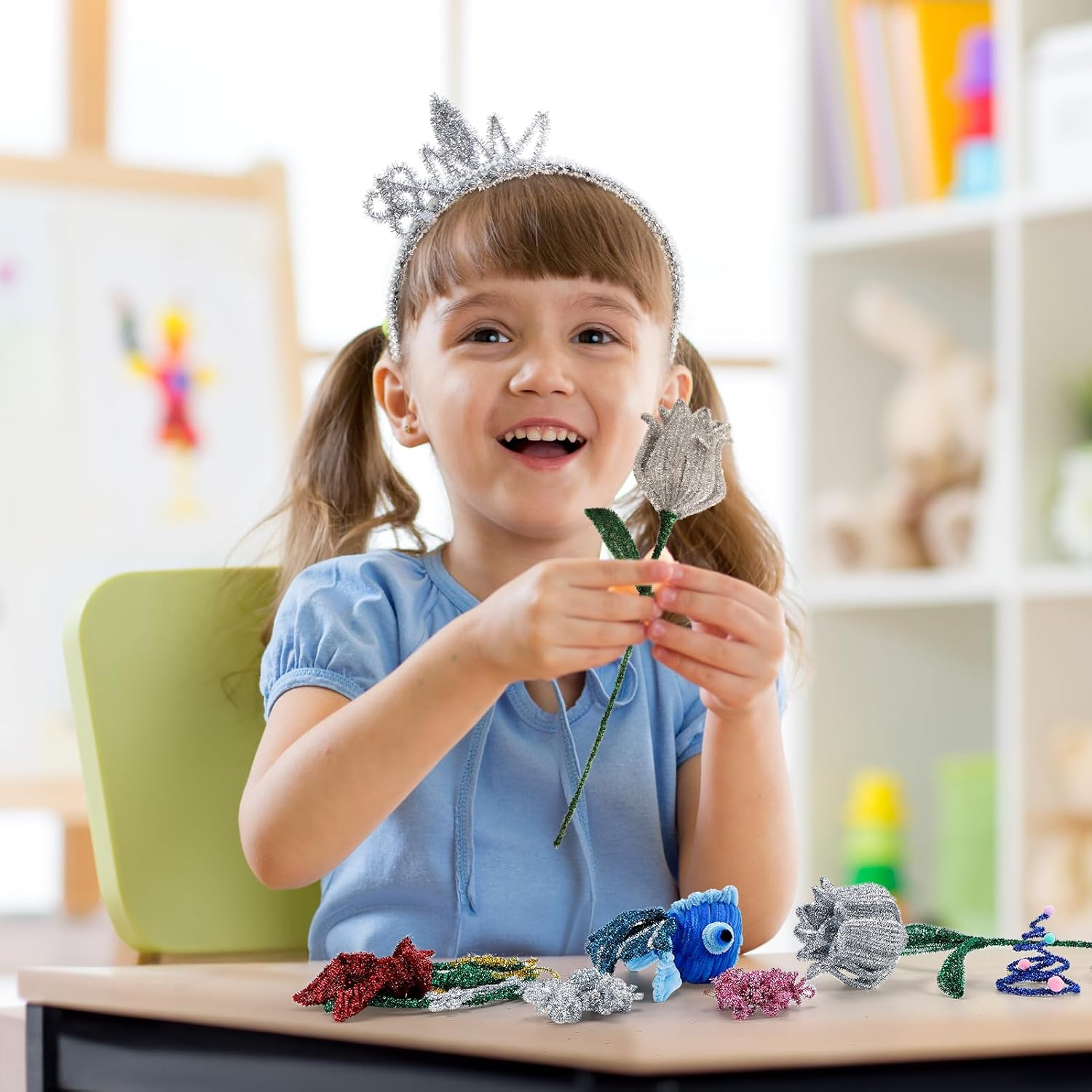 Caydo 200 Pieces Glitter Pipe Cleaners Craft Chenille Stems for DIY Art Creative Crafts Party Decorations (12 Inch X 6 Mm) image number 1