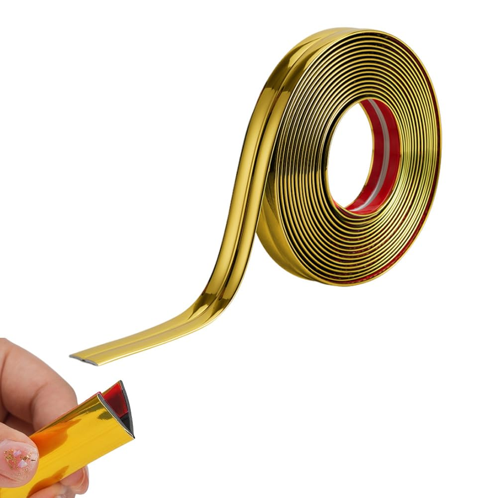 3M Peel & Stick Wall Molding Trim - Flexible Corner Angle Trim, Self Adhesive Wall Corner Guard Edge Protector, Bright Silver (4CM/10FT)