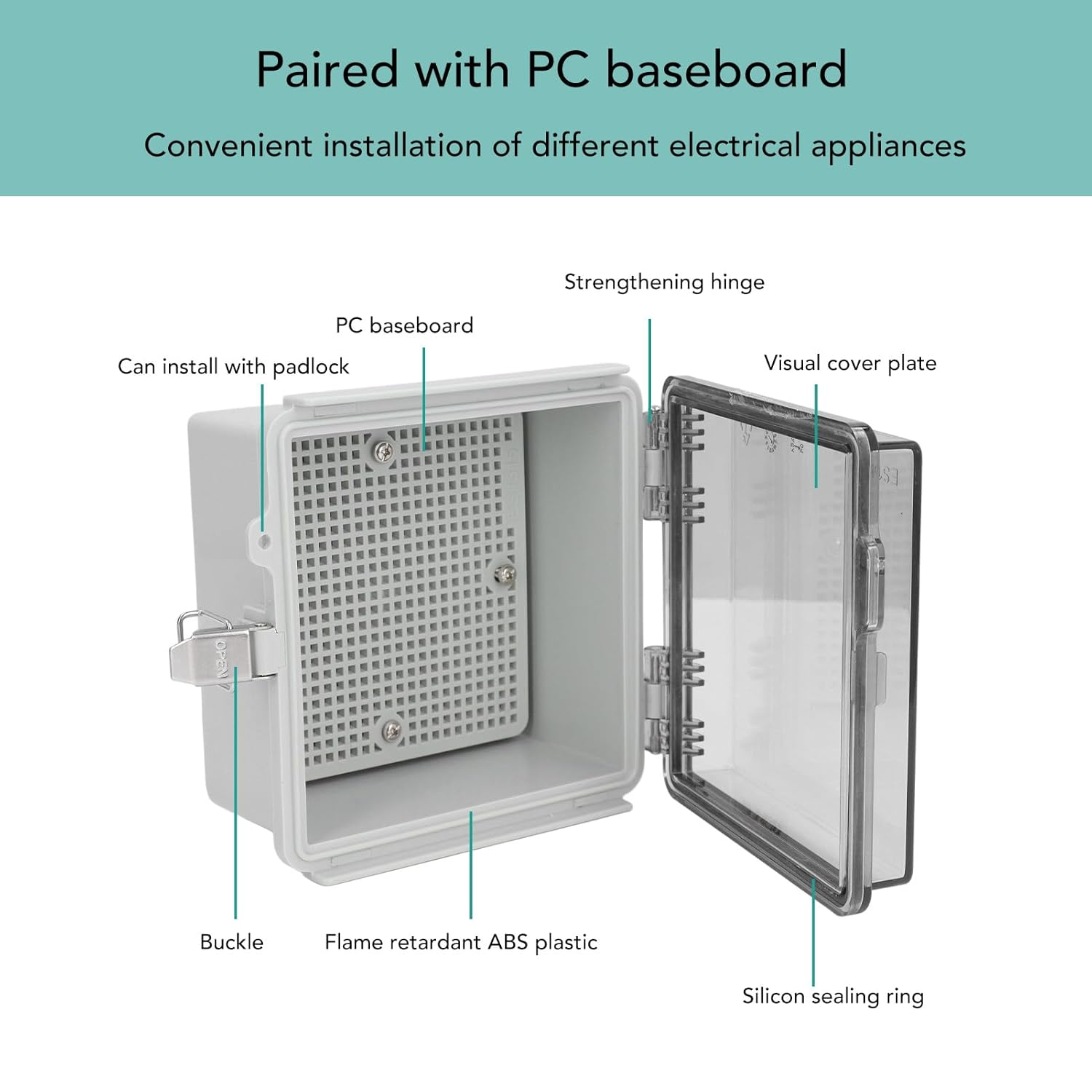Waterproof Junction Box,Abs Plastic IP67 Enclosure with Stainless Steel Latch, Easy Installation Grid Mounting Plate, for Home Projects image number 5