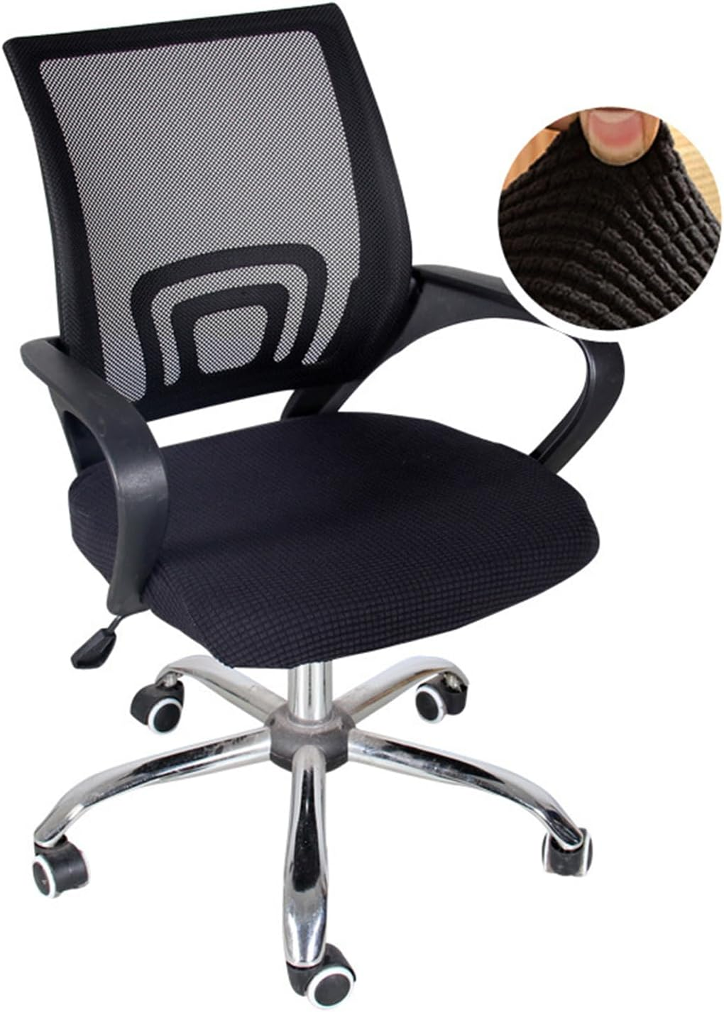 Yikko Office Chair Covers, Elastic Stretch Computer Chair Seat Slipcovers Super Fit Anti-Dust Desk Seat Cover Spandex Removable Washable Kitchen Chair Protective Cover (Black) image number 6