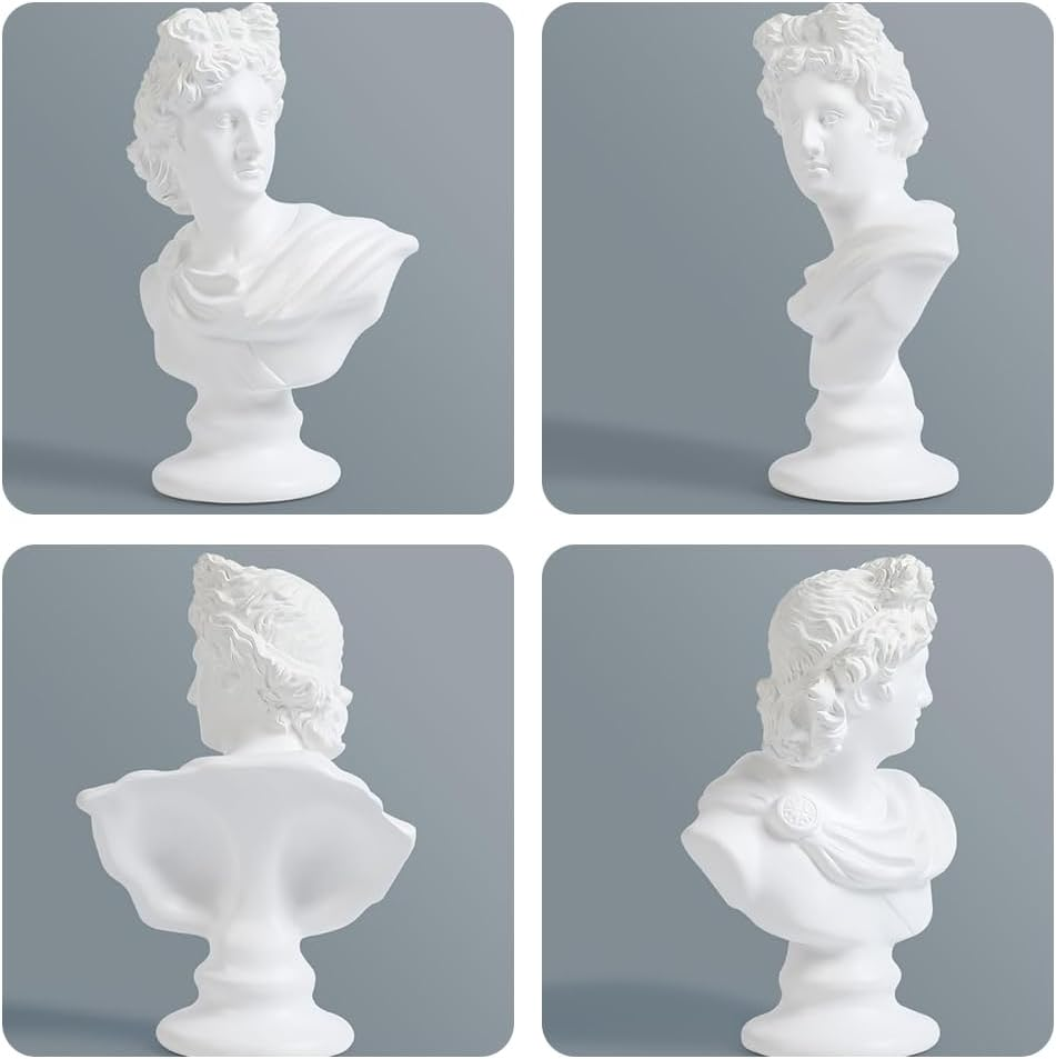 Apollo Bust Sculpture, White Apollo Bust Statue Home Decor, Roman Mythology God of Sunlight Shelves David Aesthetic Decor for Small Statues Greek Statue Decor image number 5