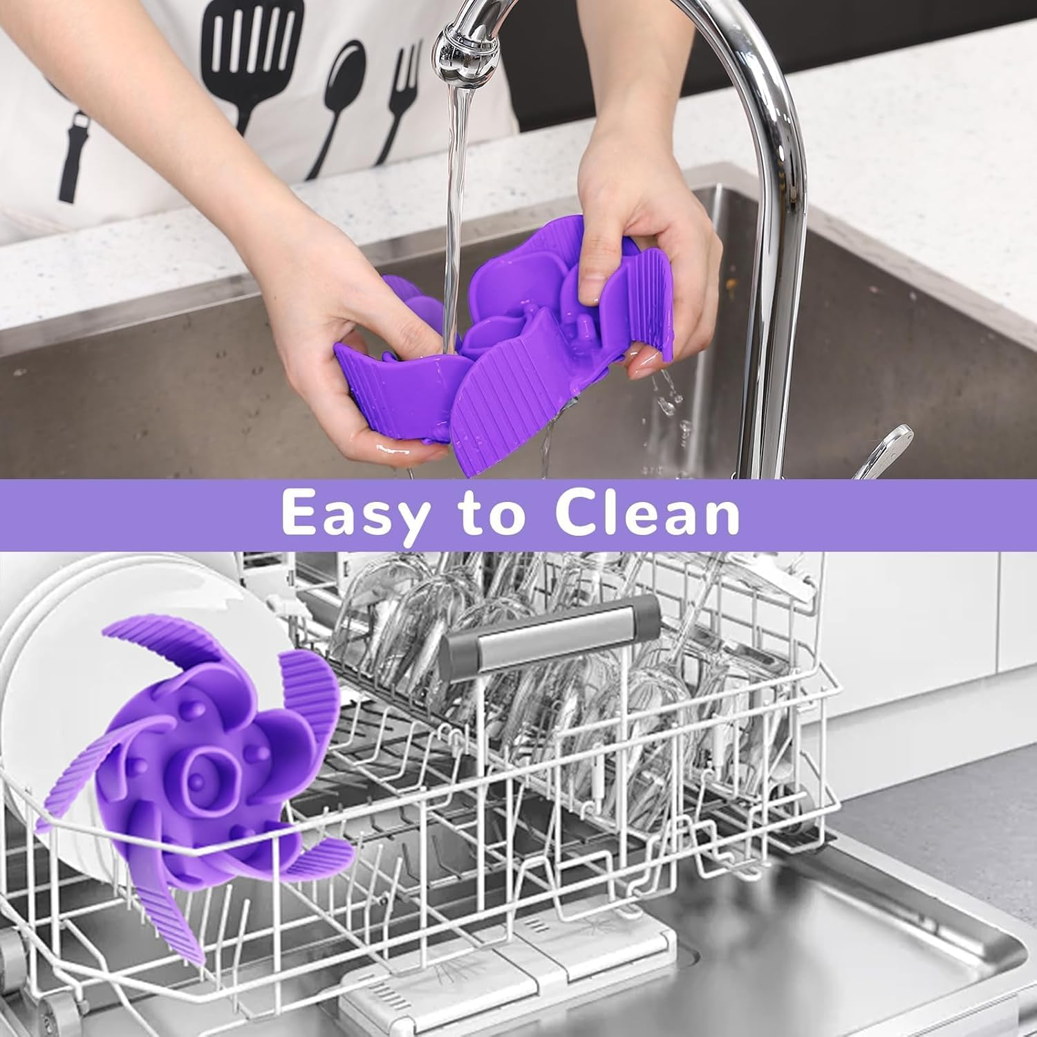 Mateeylife Slow Feeder Dog Bowl Insert with Suction Cups Dog Slow Eating Feeder Insert for Small Breed Medium Large Sized Dog, Fit into Basic Bowls and Elevated Dog&Cat Bowls Purple image number 4