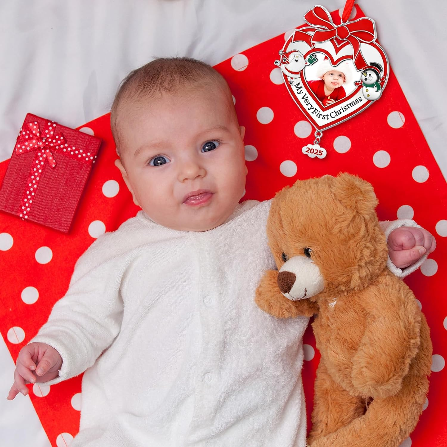 Yookeer Baby'S First Christmas Photo Ornament 2025 My Very First Christmas Photo Frame Xmas Baby'S 1St Keepsake Picture for Newborn Baby Xmas Tree Decor(1 Piece,Heart) image number 3