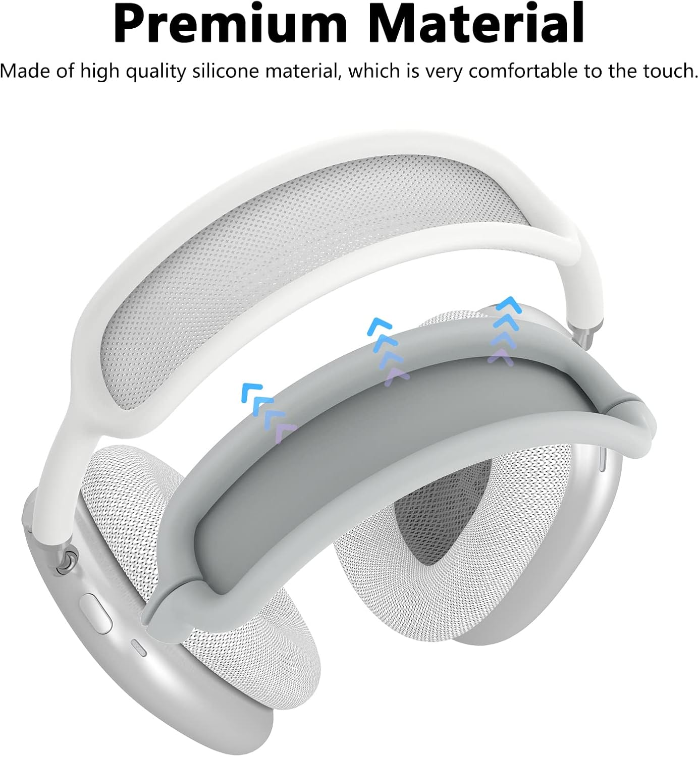 Silicone Case Cover for Airpods Max Headphones, Anti-Scratch Ear Pad Case Cover/Ear Cups Cover/Headband Cover for Airpods Max, Accessories Soft Silicone Skin Protector for Apple Airpods Max (Gray) - Gray-M image number 3