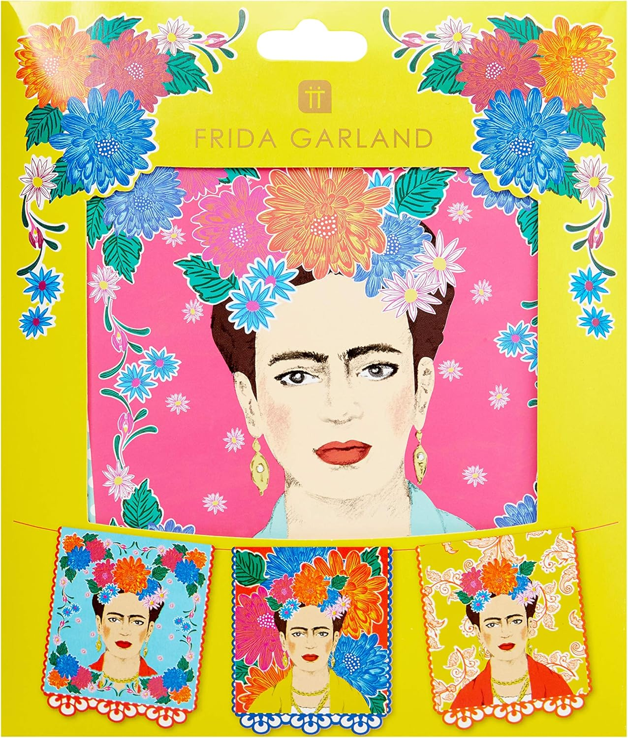 Talking Tables Frida Kahlo Print Garland Bunting-3M | Brightly Coloured Boho Party Decorations for Birthday, Fiesta, Mexican Cinco De Mayo Celebration image number 4