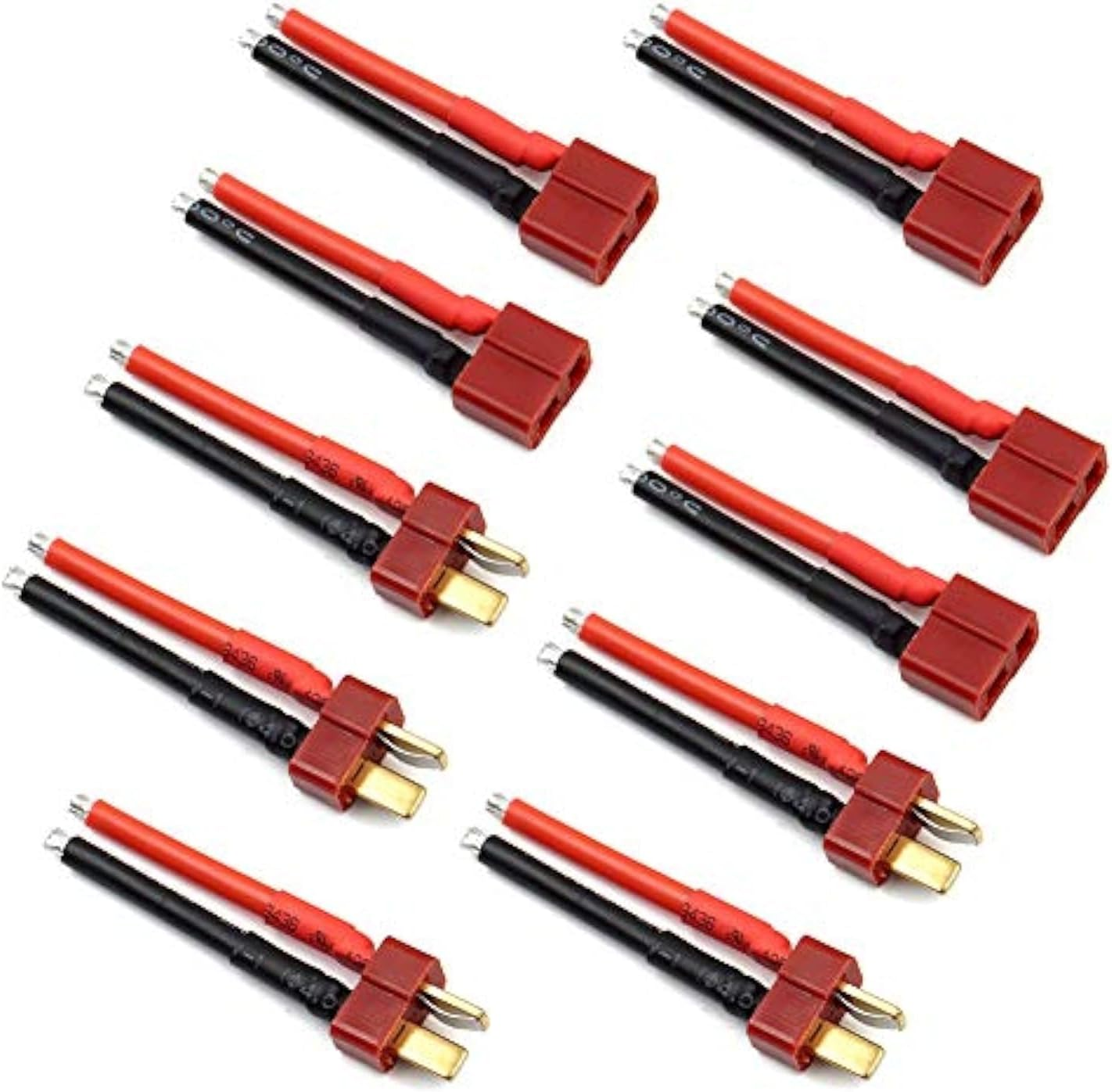 5 Pairs T Plug Connector Female and Male Deans with 14AWG Silicon Wire for RC Lipo Battery Cable Drone image number 1