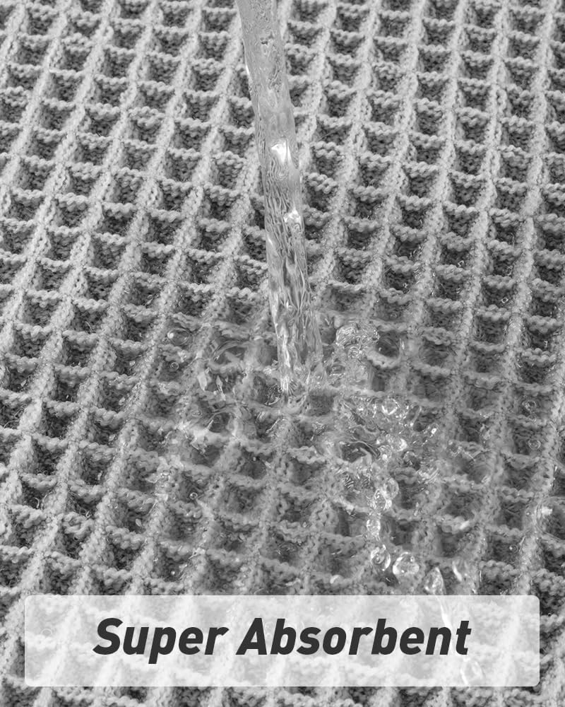 AMOAMI Upgraded Waffle Bath Mat, Super Absorbent Non Slip Bath Mats for Bathroom Floor, Machine Washable Bathroom Rugs with Tassels, Rubber Backed Bathroom Mats, Ultra Soft, 24" X 36", Grey image number 4