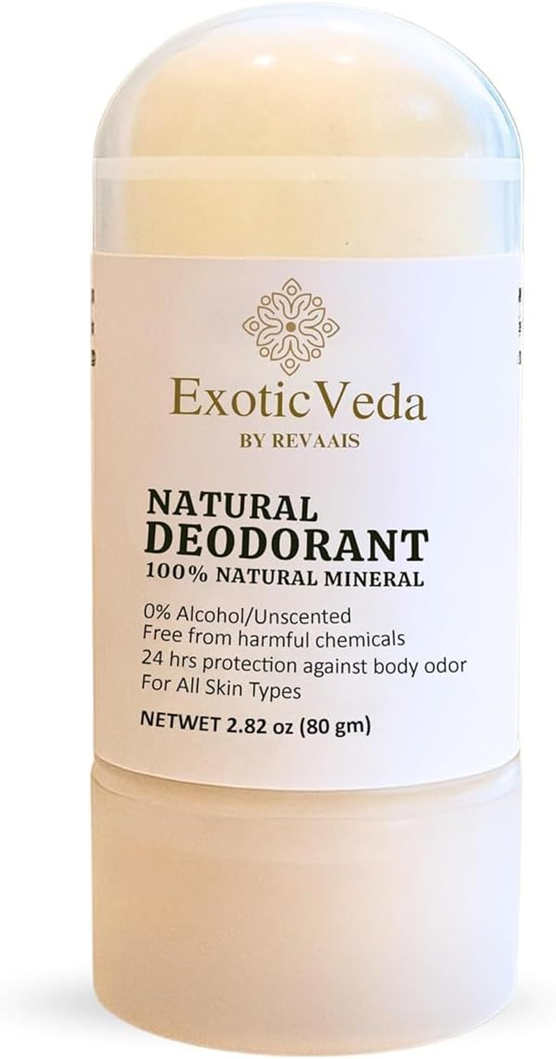 100% Natural Alum Roll on Deodorant, Unscented, Alcohol-Free, Chemical-Free, 24-Hour Odor Protection, for All Skin Types, 2.82 Oz (80G) (Natural) image number 3