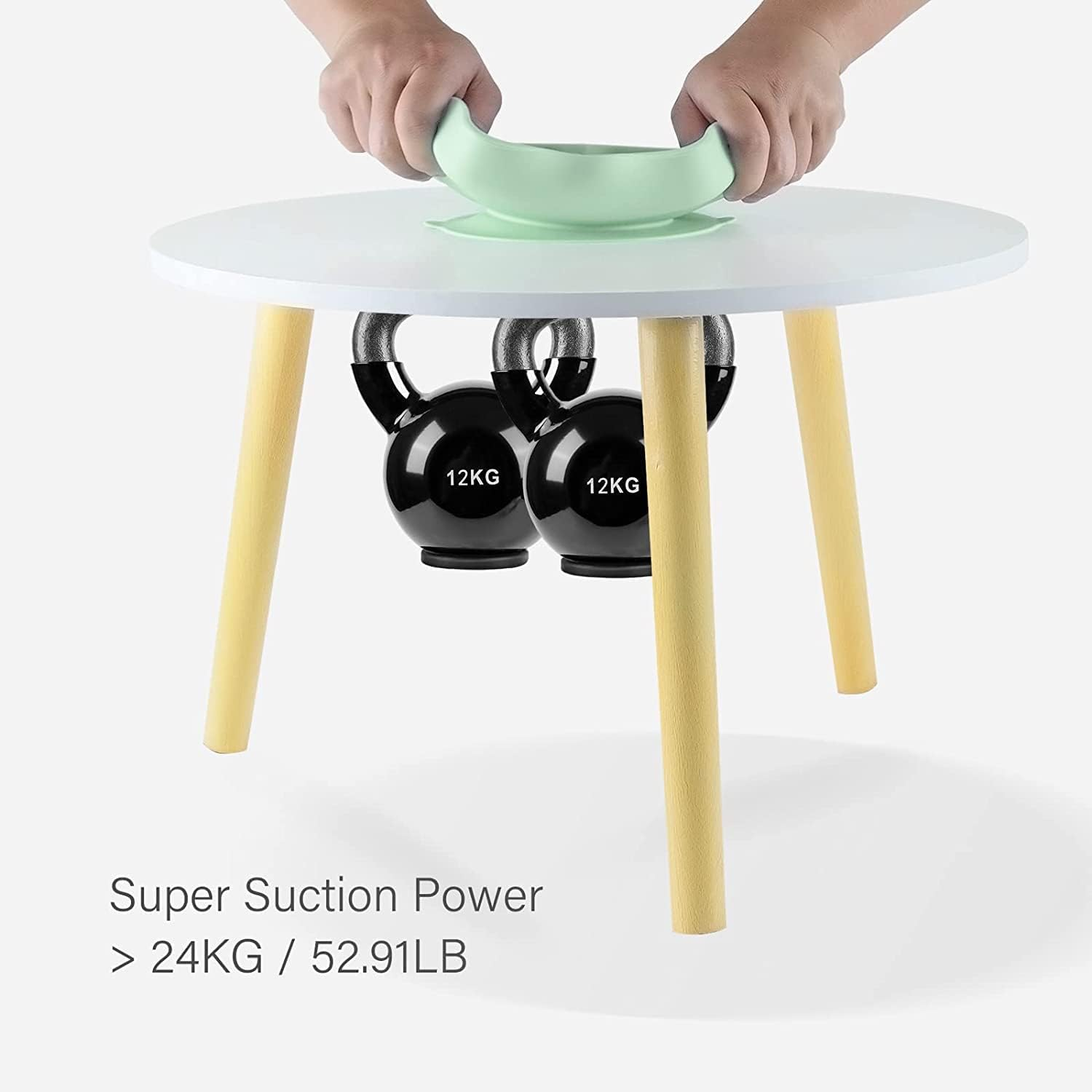 Yooforea Platinum Silicone Baby Suction Plate (Upgraded), Baby Led Weaning Plate, 100% Food Grade Silicone, Non Sticky Stain Resistant by UV Treatment, Dishwasher, Microwave Safe, BPA BPS Free - Tea - Fog image number 5