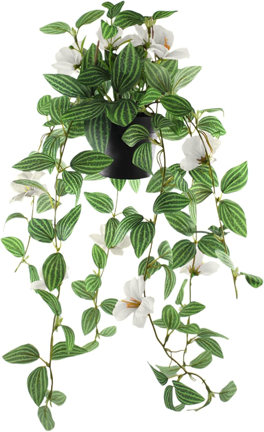 Vnezakl Artificial Ivy Hanging Plant with Flowers 3D Realistic Faux Greenery Fake Ivy Leaves UV Resistant Textured Floral Vine for Indoor Outdoor Wall Garden Home Decor