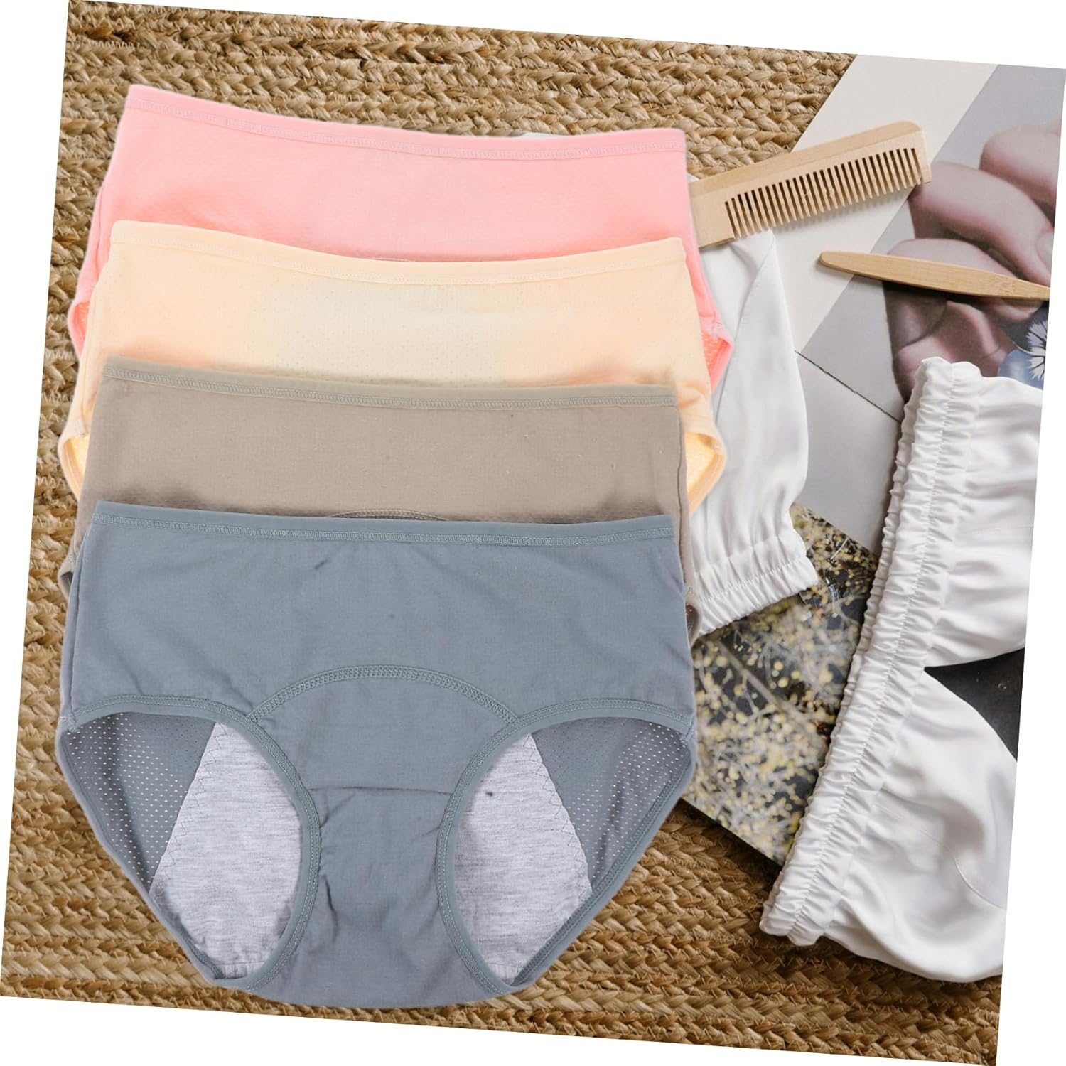 NOLITOY Leakproof Women Panties Breathable Cotton Period Underwear for Heavy Flow Days Soft and Comfortable Leakproof Briefs for Women Grey image number 6