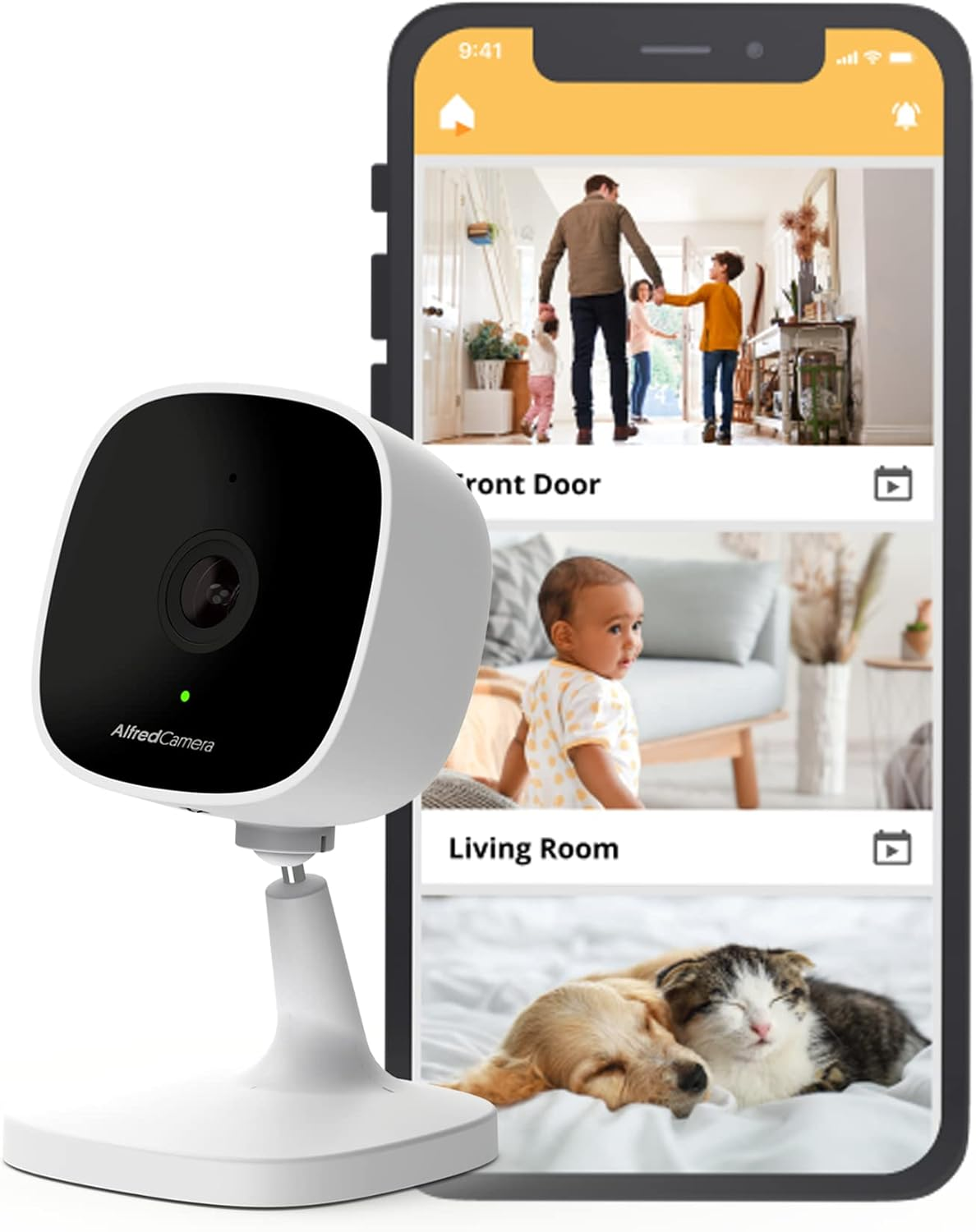 Alfredcamera Indoor Security Bullet Camera - Plug-In Baby Monitor/Pet Cam - Full HD 1080P, Night Vision, Wide-Angle View, Continuous Recording, and Stick-On Mount - Works with Alfred Camera App image number 3