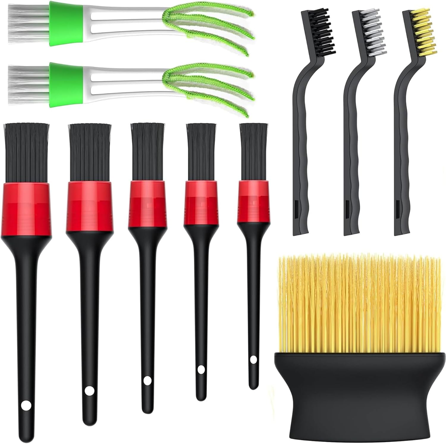 XUTONG 11PCS Car Detailing Brush Set, Interior Cleaning Kit for Panels, Dashboard, Air Vents, Leather, Computers image number 4