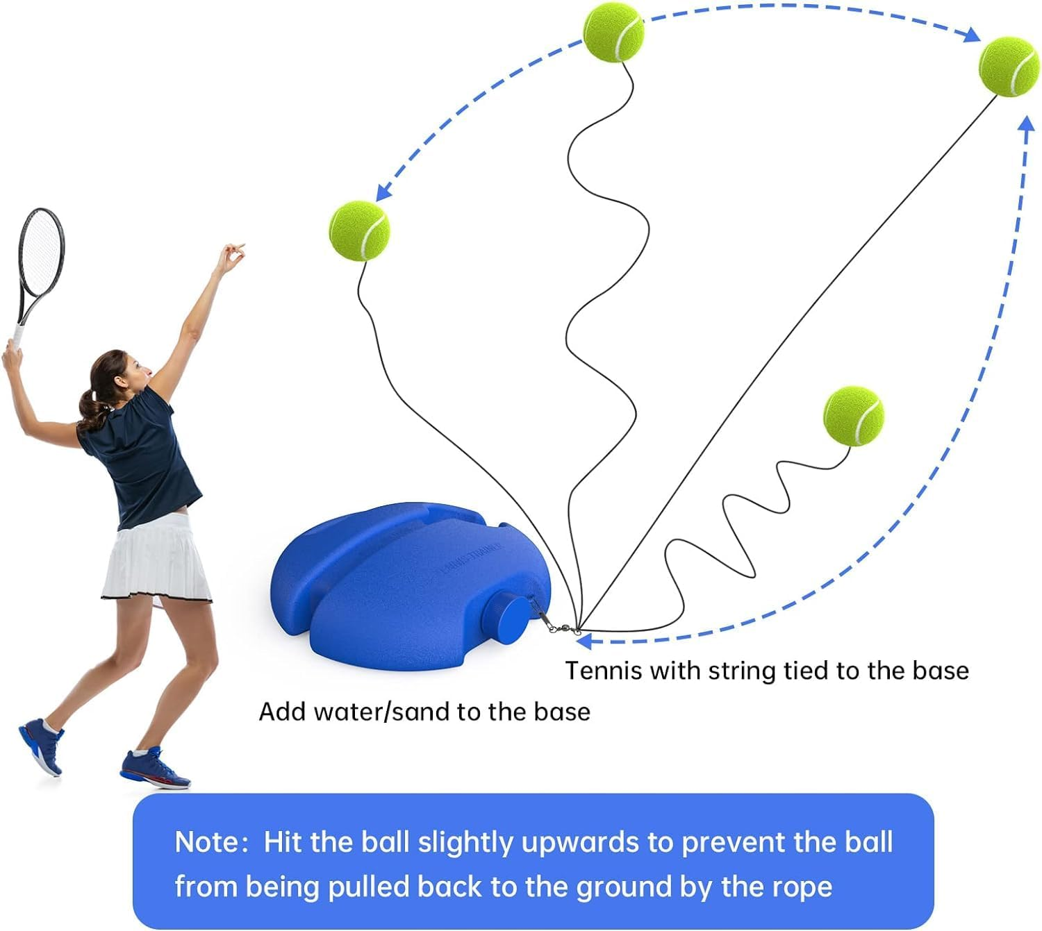 Portable Tennis Rebounder with 3 Long Rope Balls, Elastic with String Solo Trainer Rebound Ball Training Equipment Practice Tennis Equipment, Tennis Tool Training Equipment for Beginners image number 5